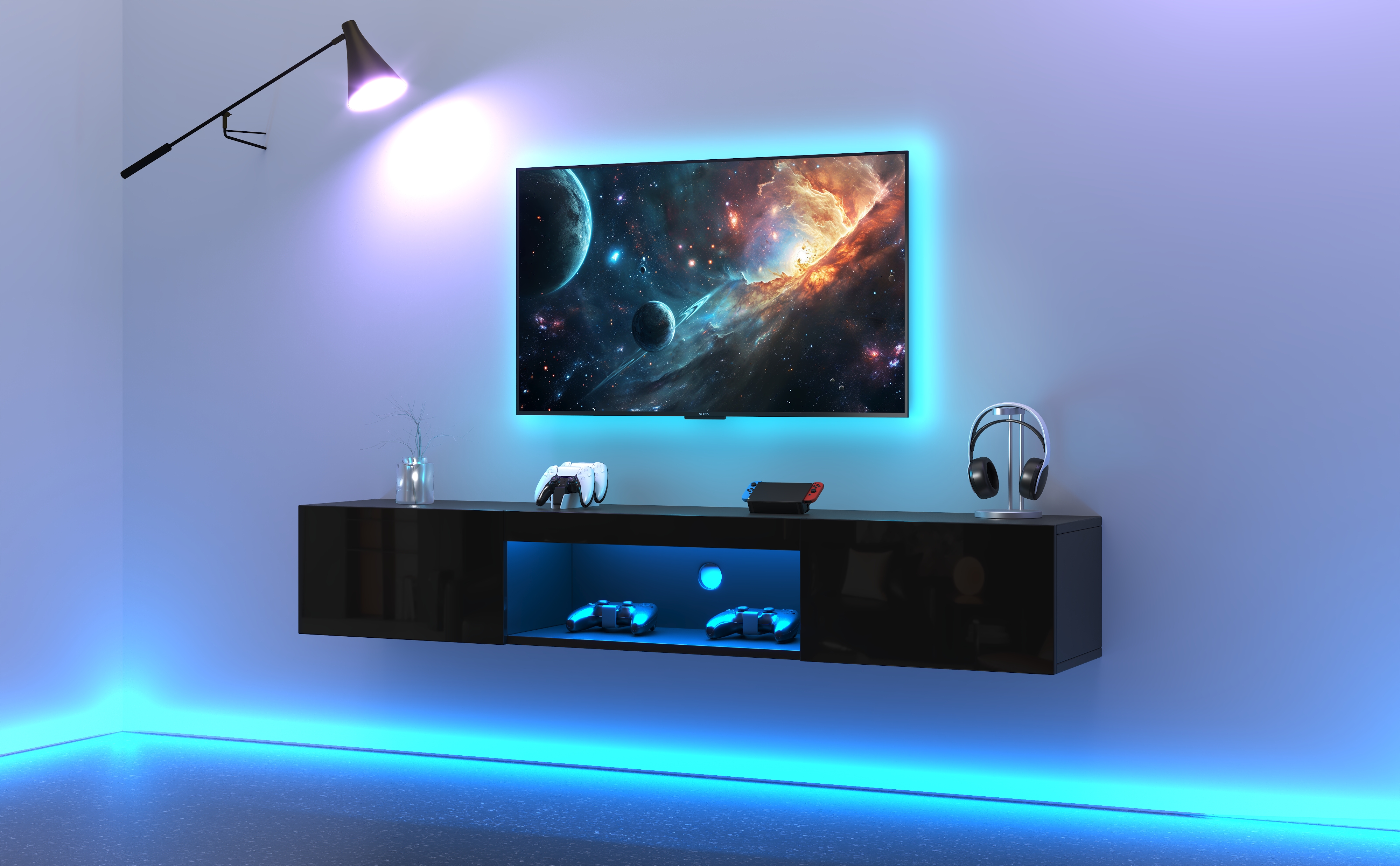Détail du meuble TV