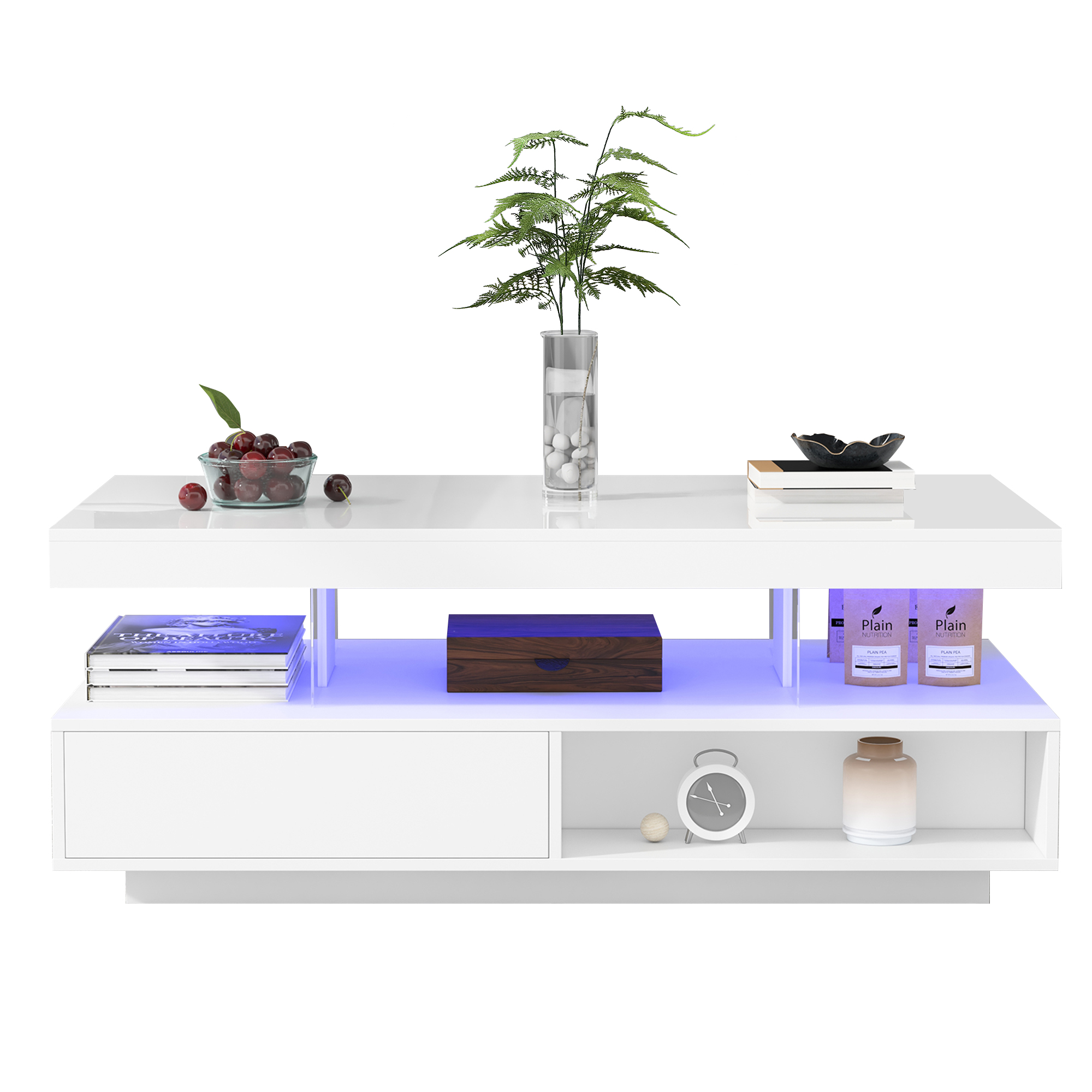 Table basse blanche 95 cm haute brillance - vue 7