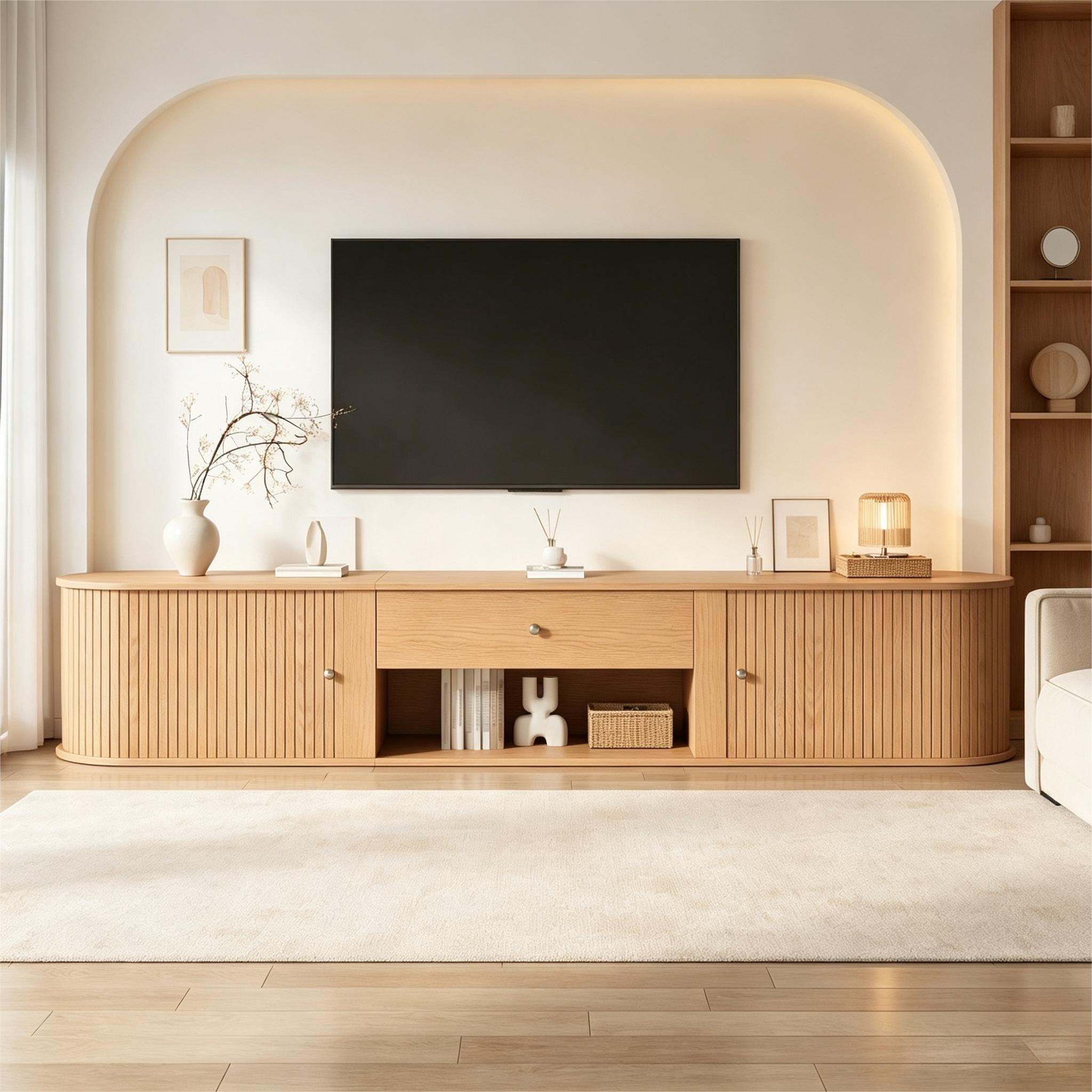 Fernsehtisch lowboard, TV-Schrank mit Runddesign u