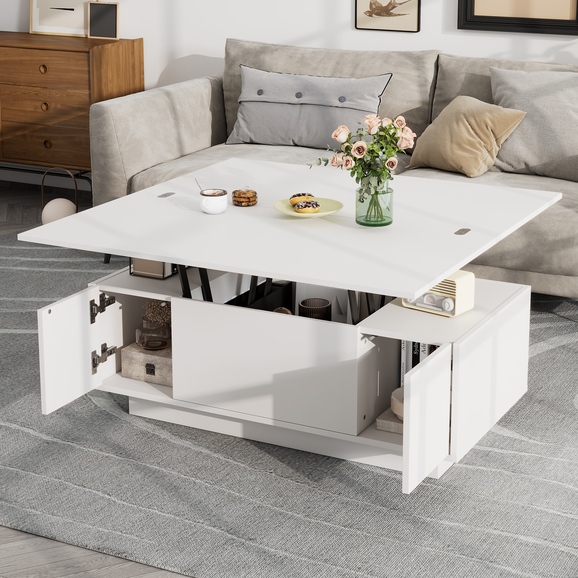 Table basse blanche double relevage 2 - vue 7