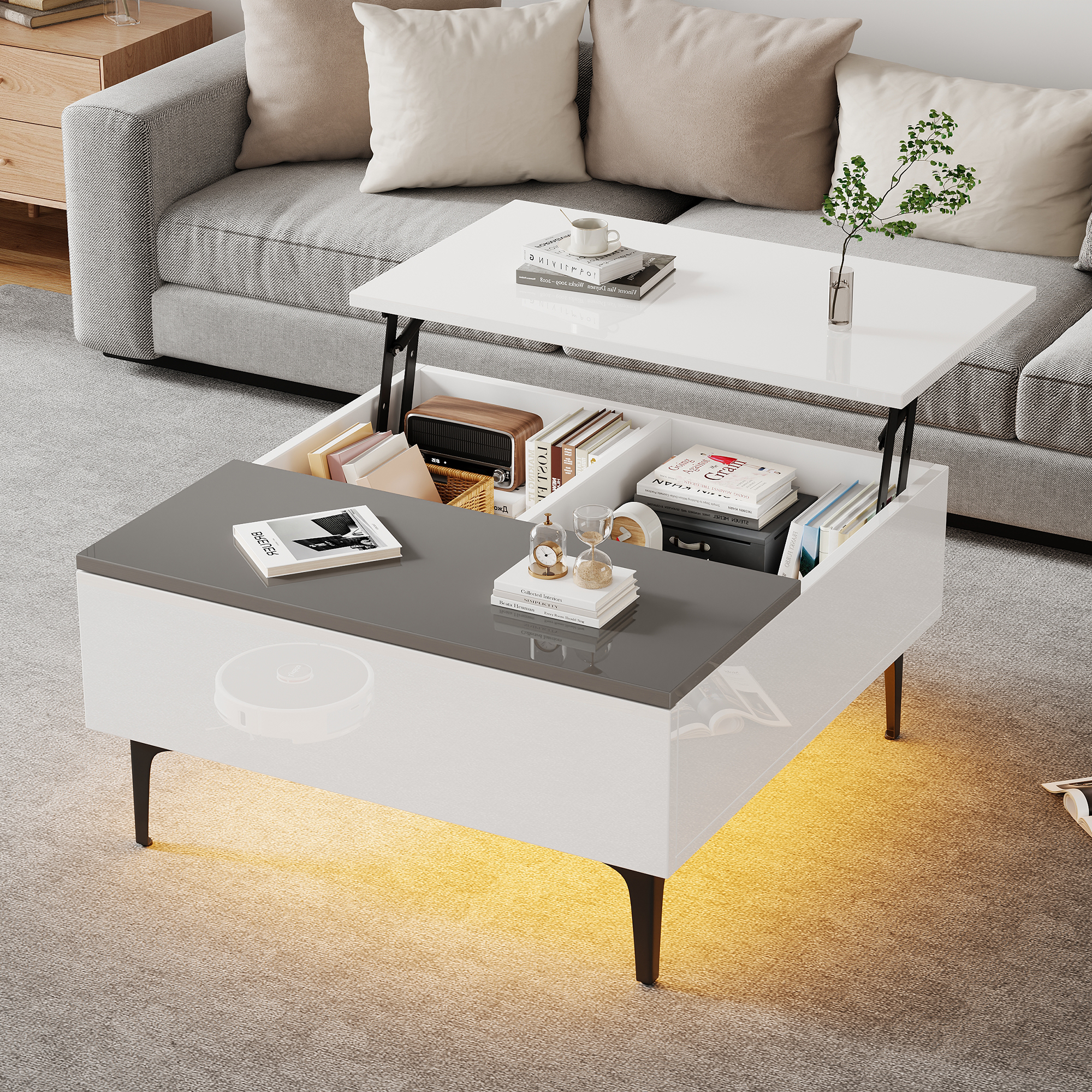Table basse carrée blanche relevable - vue 3