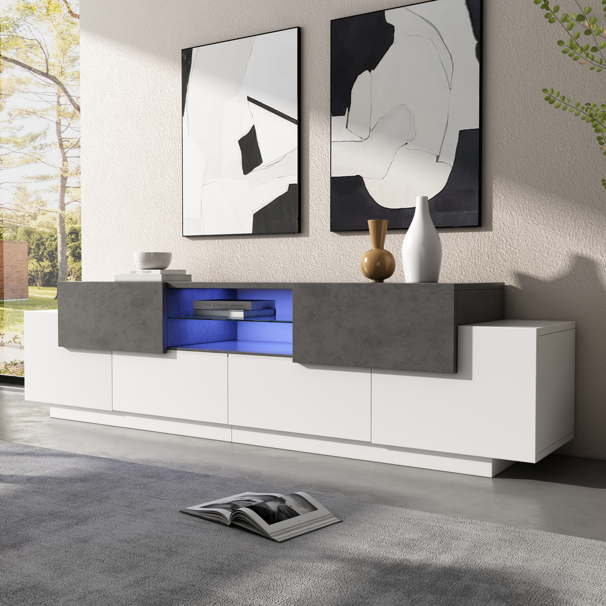 LED TV Schrank, TV-Kommode,  Lowboard, Modernes TV