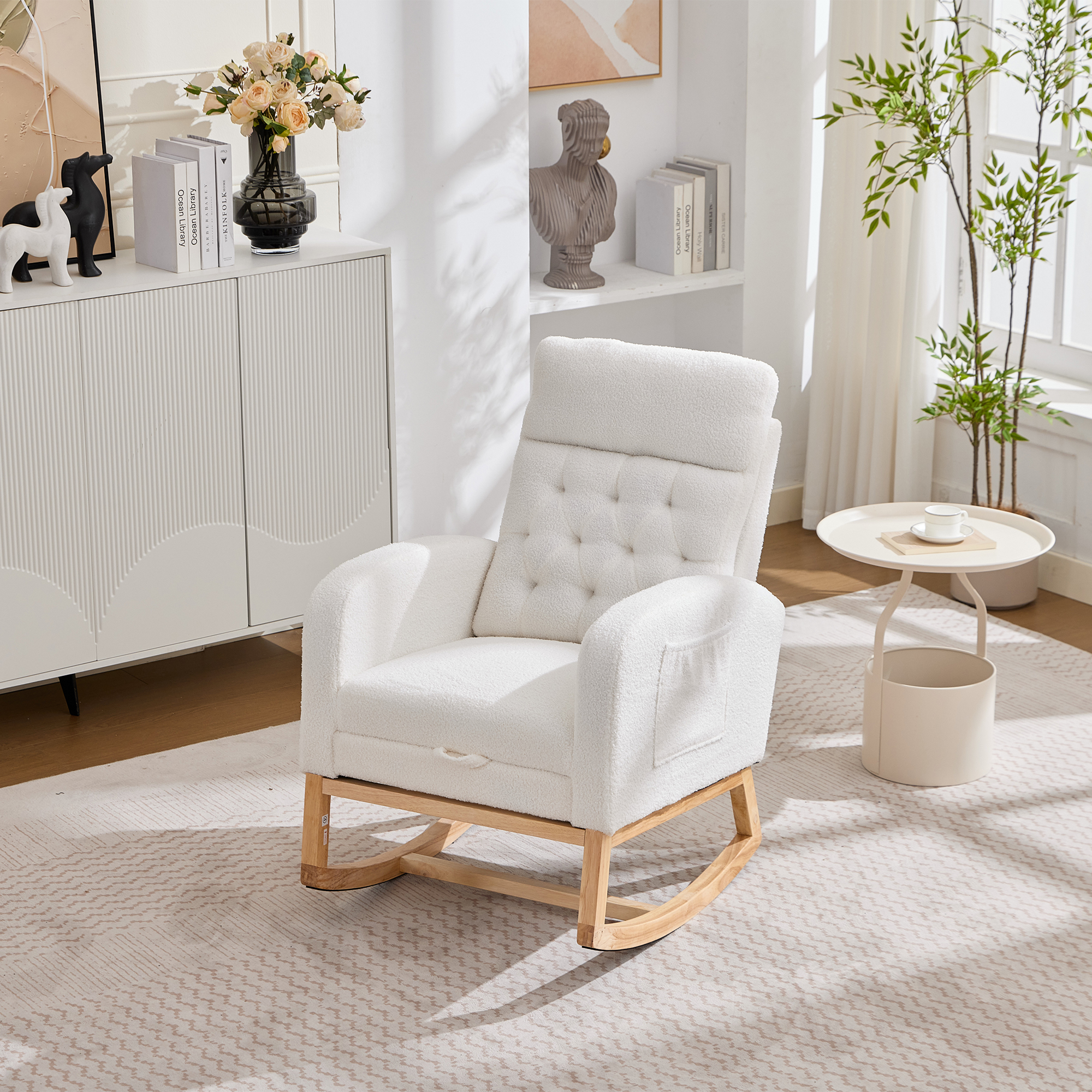 Fauteuil à bascule blanc en Bouclé - vue 4