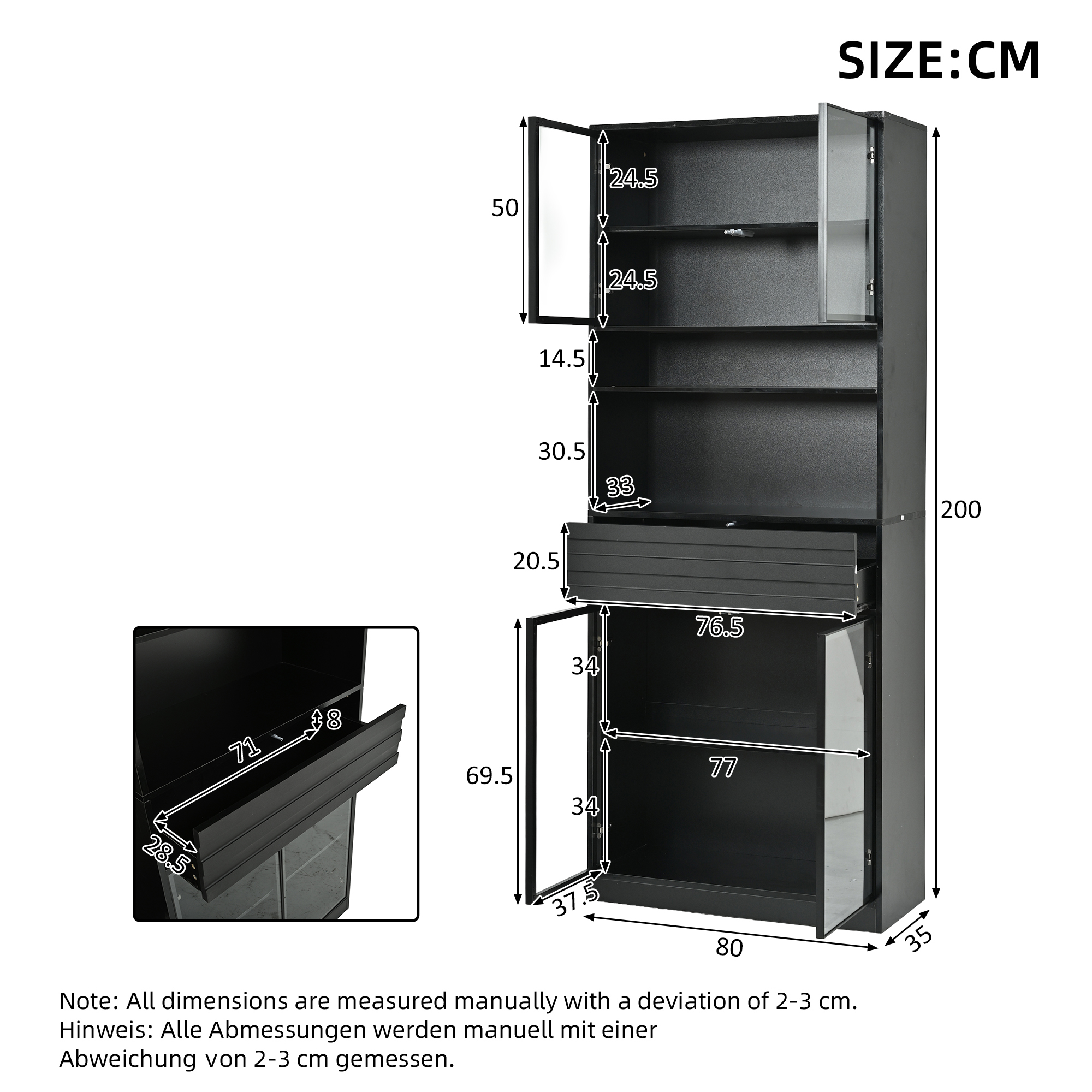 Dimensions du vitrine