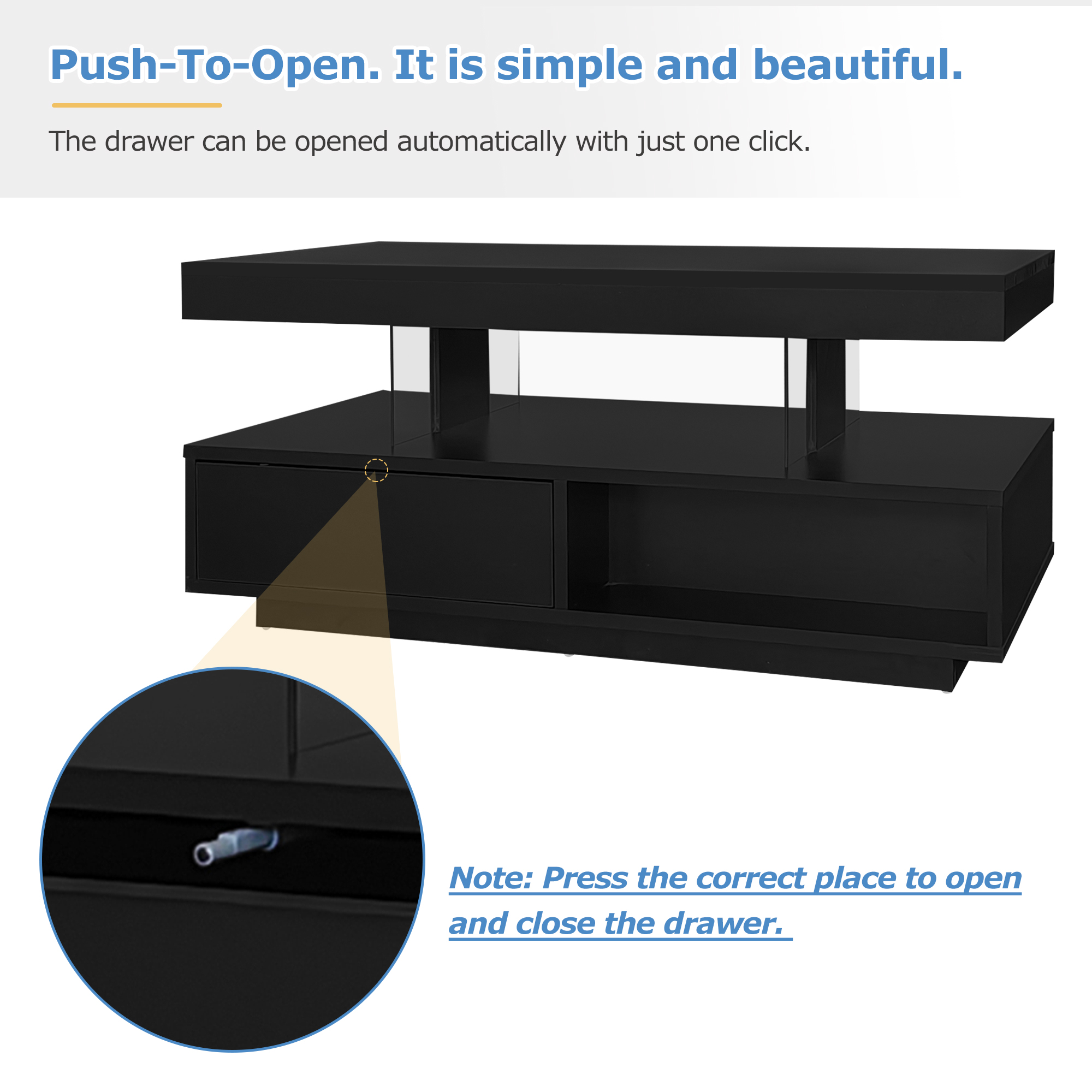 Table basse noire 95 cm LED - vue 9