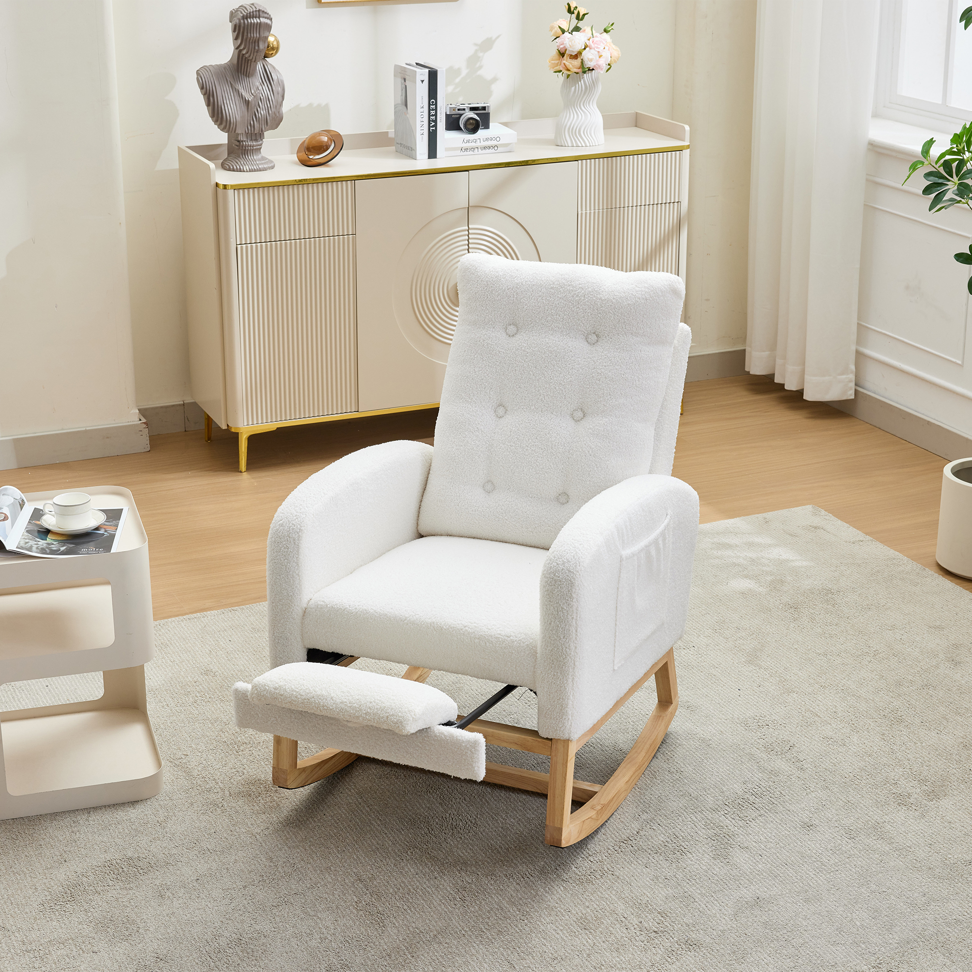 Fauteuil à bascule blanc en Bouclé - vue 3