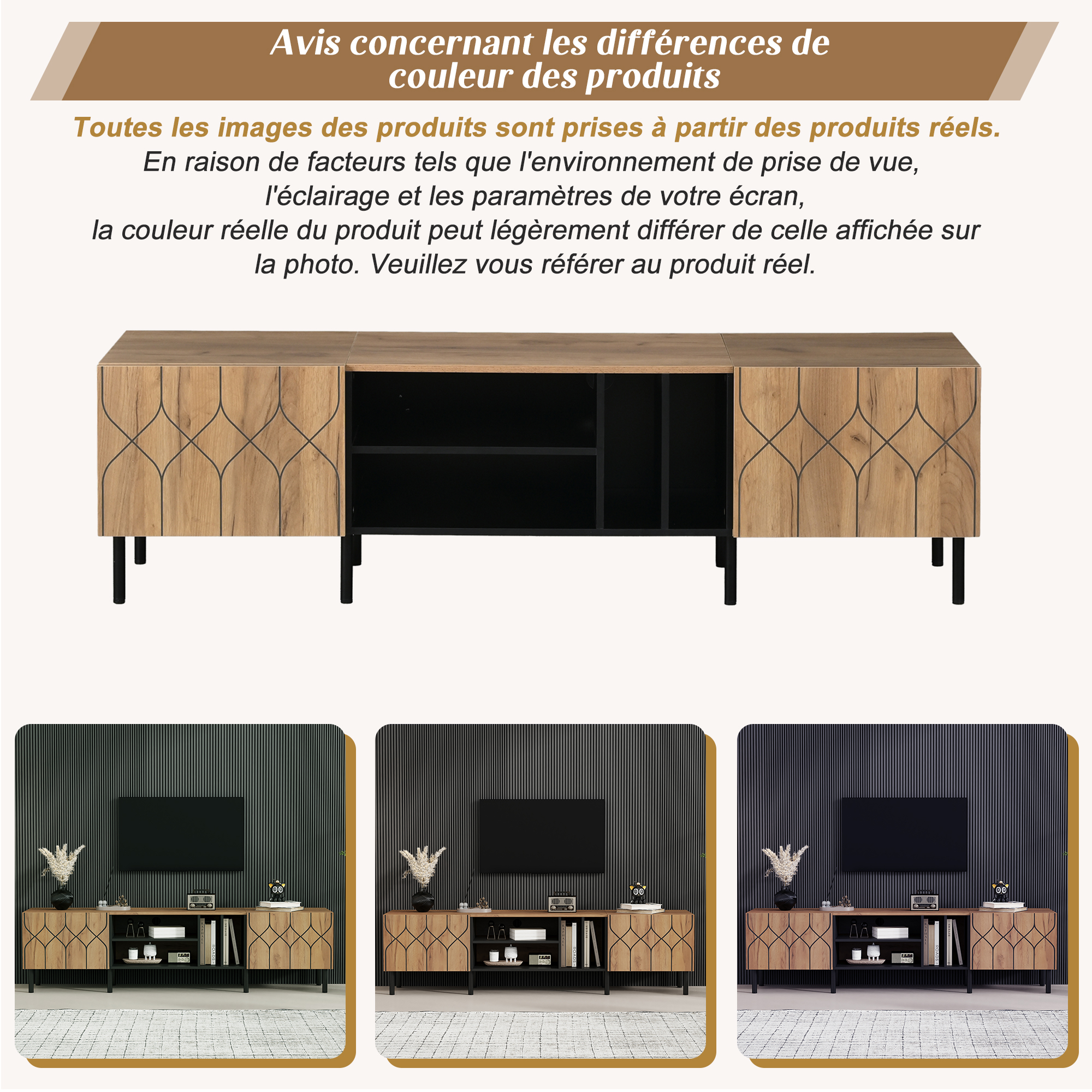 Détail du meuble TV