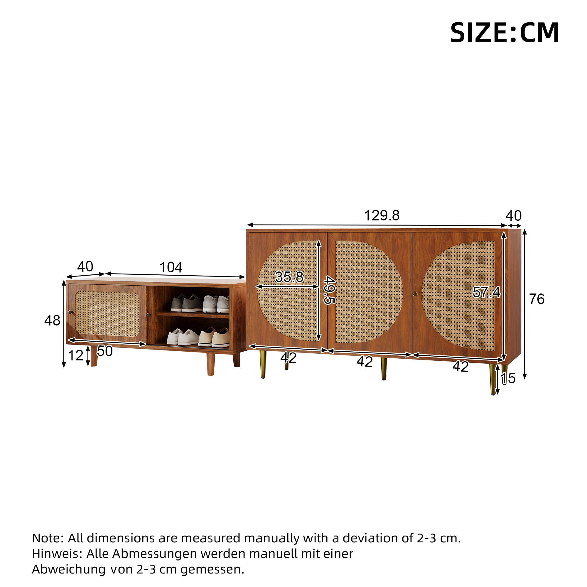 Ensemble sideboard rotin + armoire chaussures - vue 4