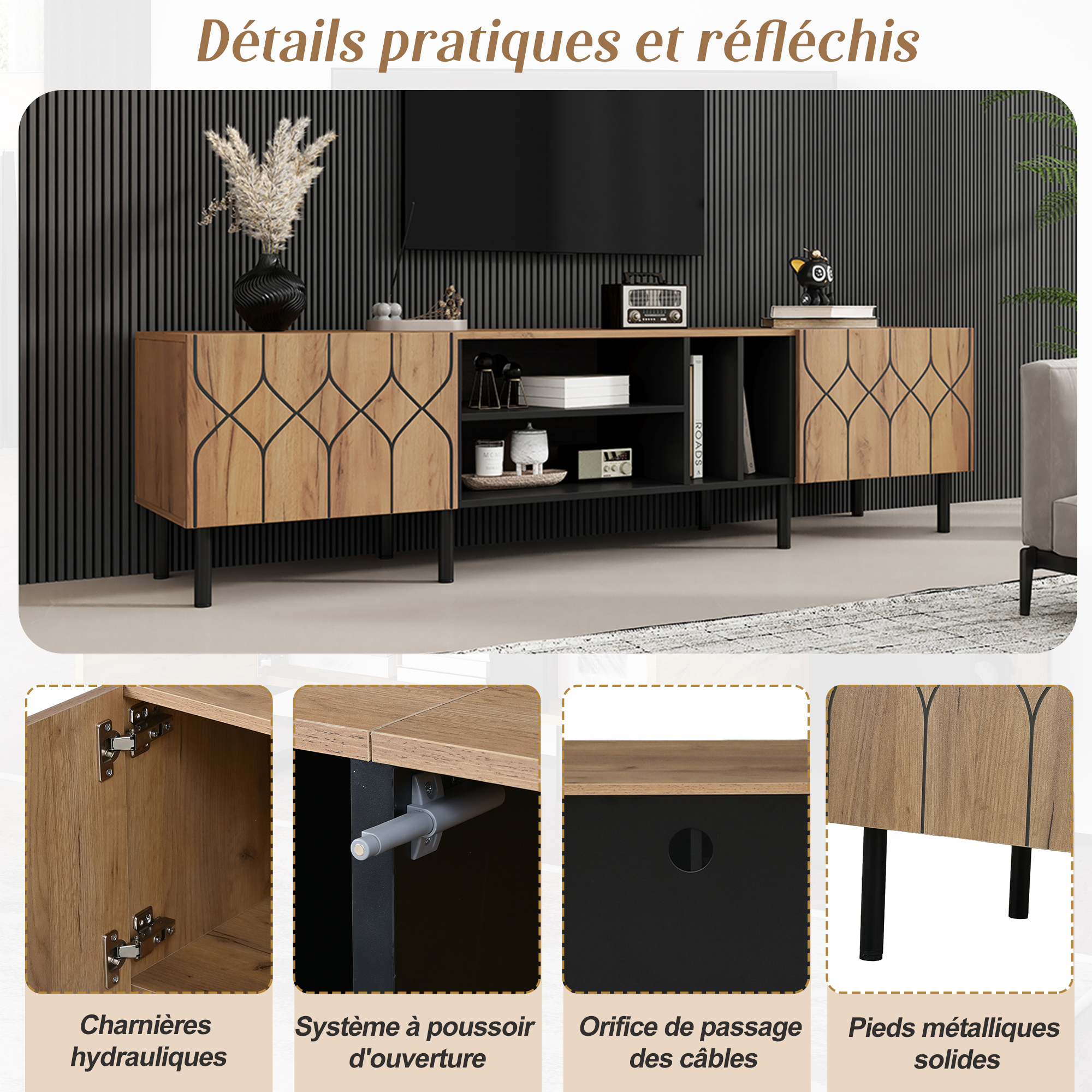 Détail du meuble TV