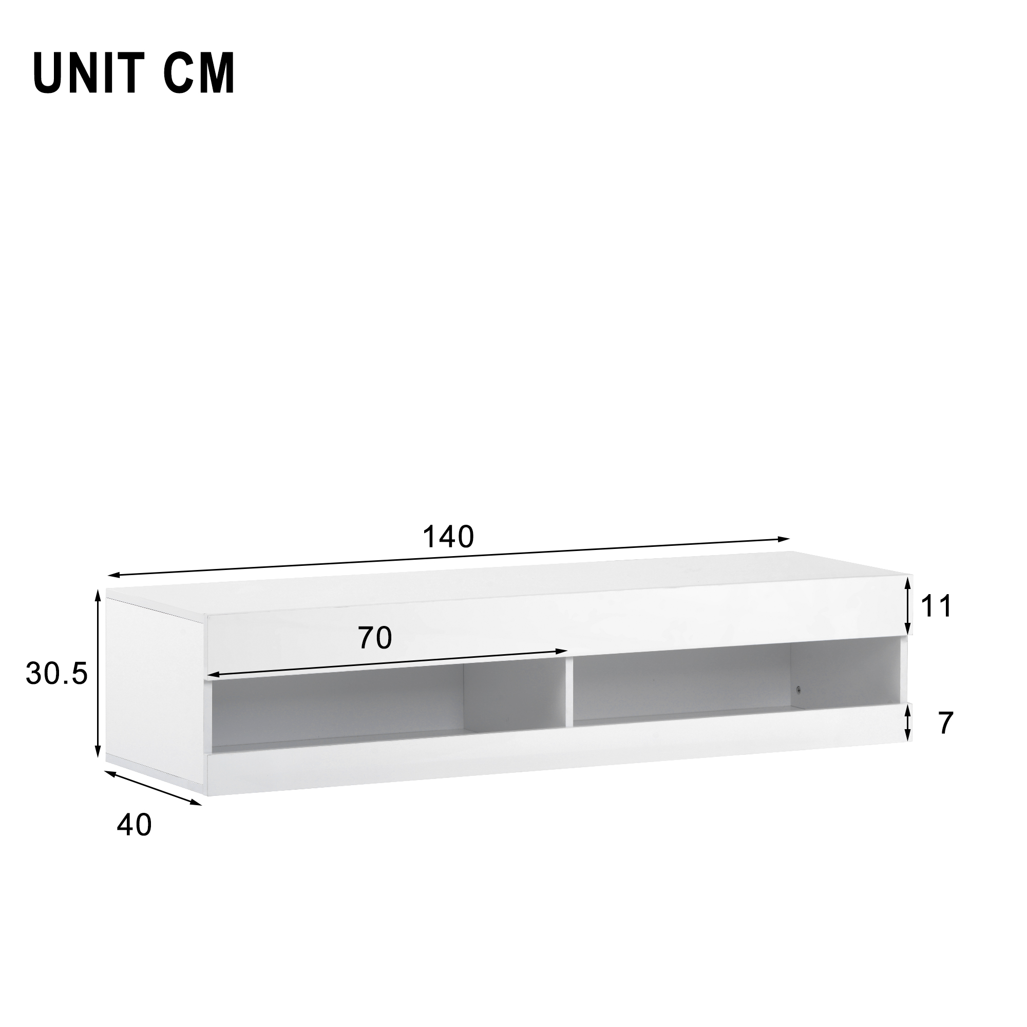 Meuble TV LED blanc suspendu - vue 8