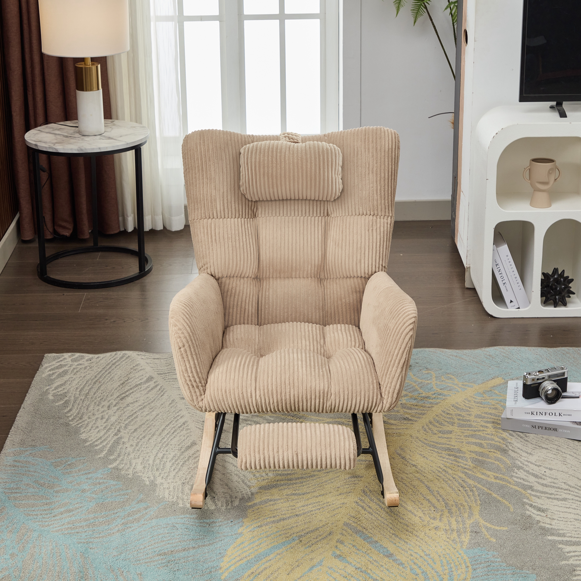 Brauner Schaukelstuhl, moderner gepolsterter hochw