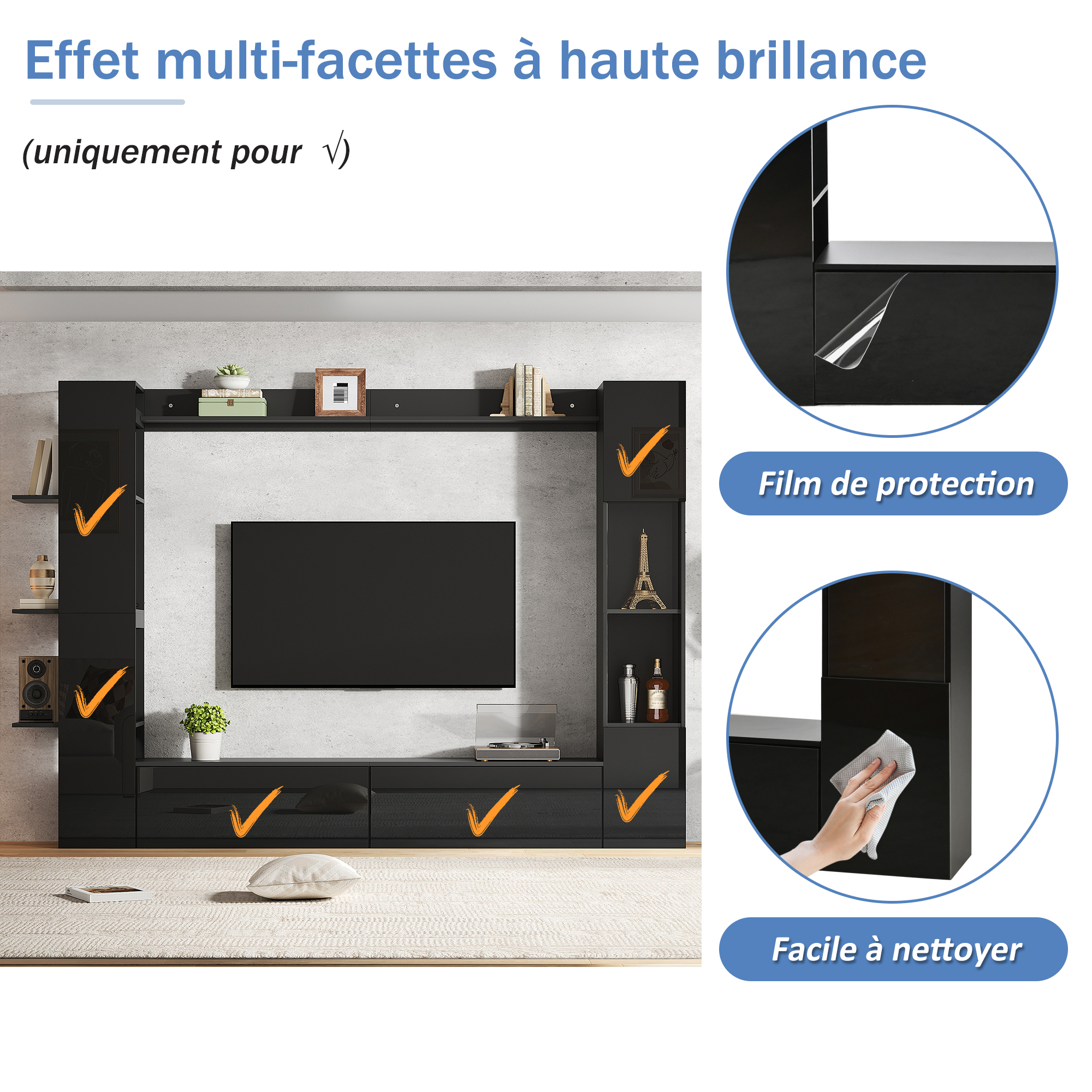 Détail du meuble TV