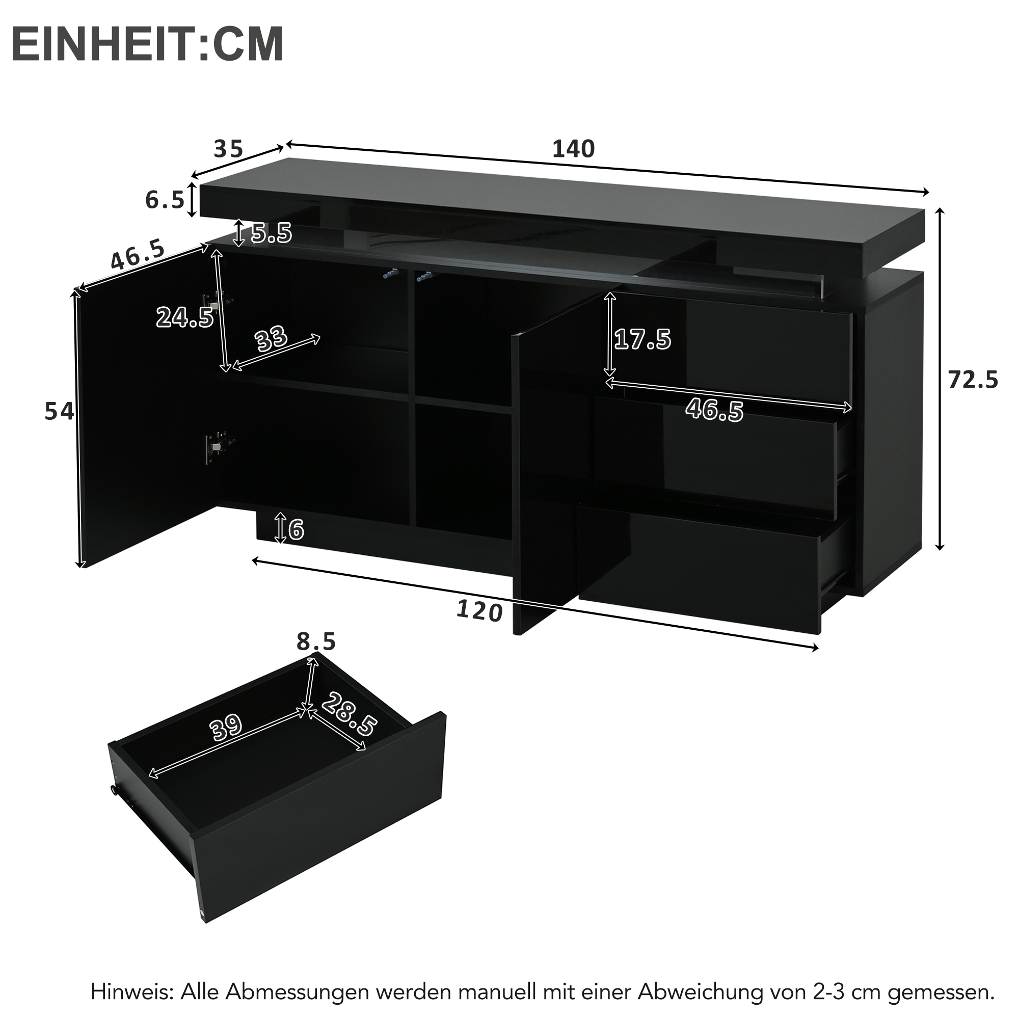 Plan de dimensions buffet