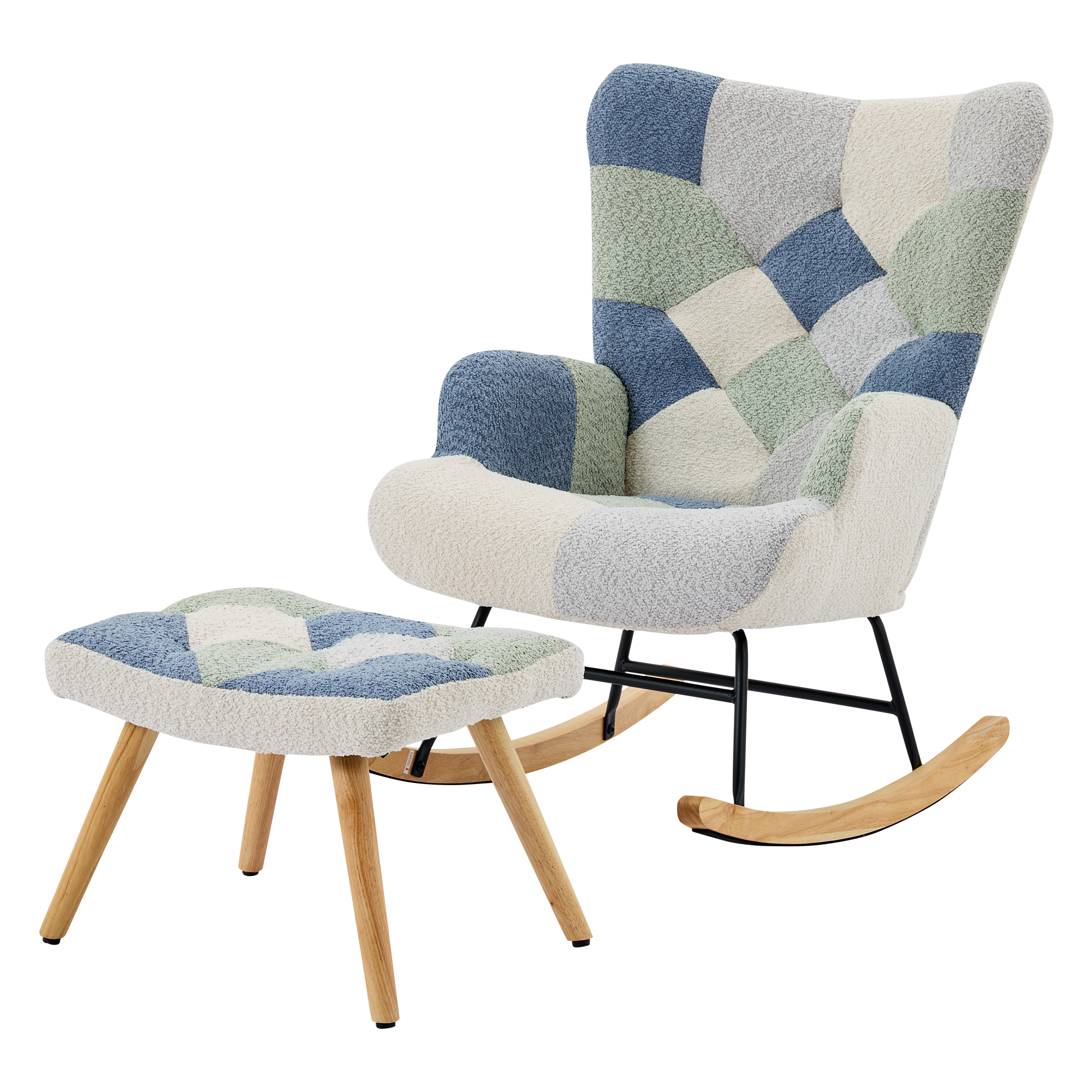 Fauteuil bascule relax beige bleu - vue 8