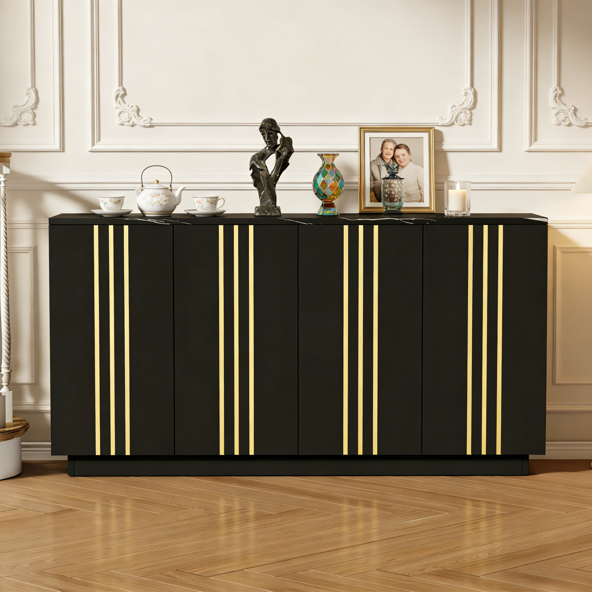 Wohnzimmer-Sideboard,Aufbewahrungsschrank mit 4 Tü