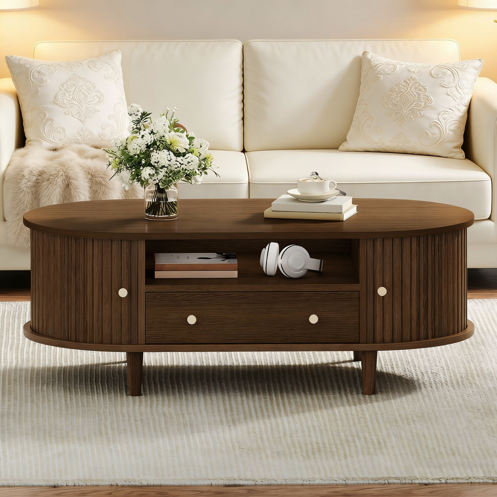 100 x 50 x 36 cm Wohnzimmer Couchtisch, Walnusshol