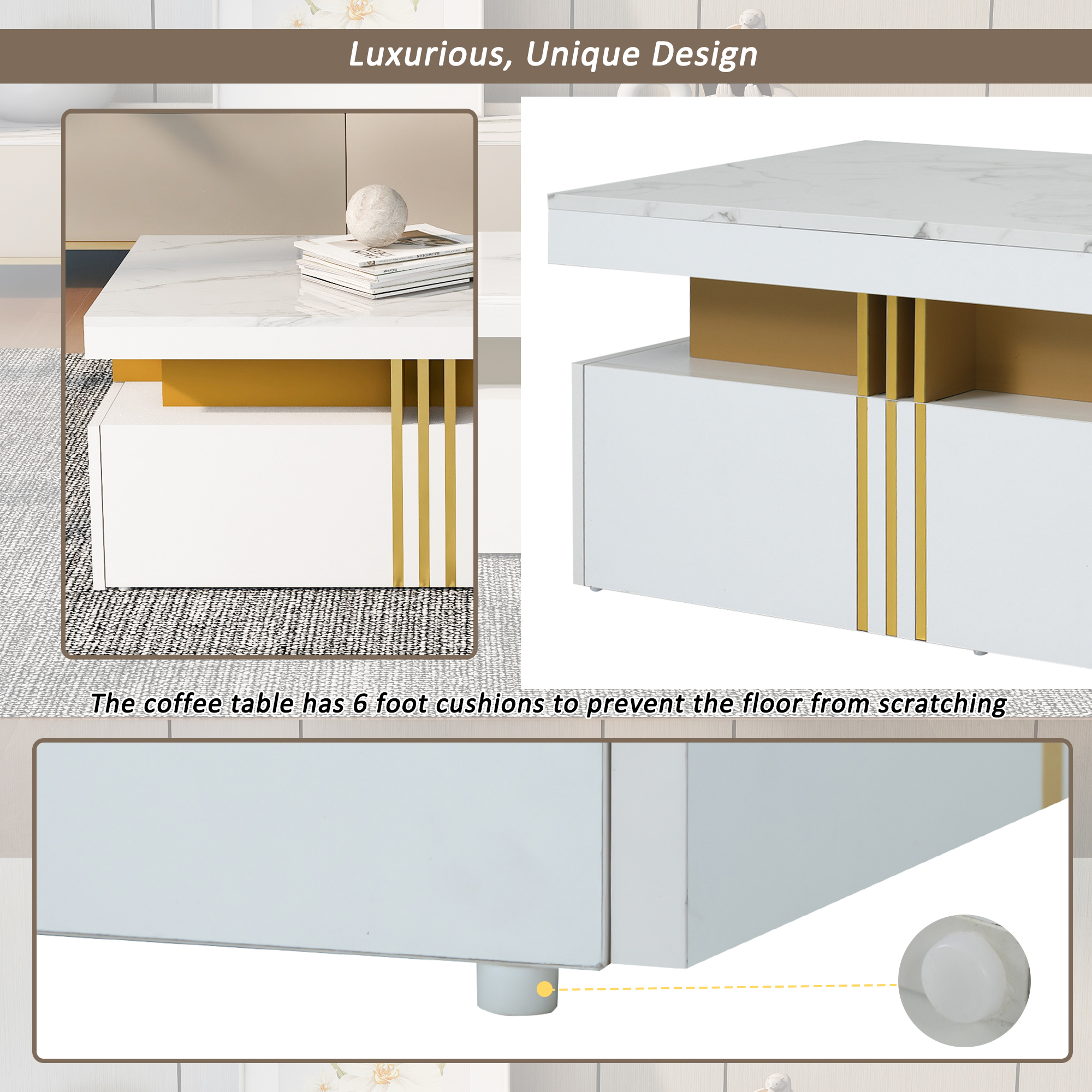 Table basse rectangulaire blanche - vue 9