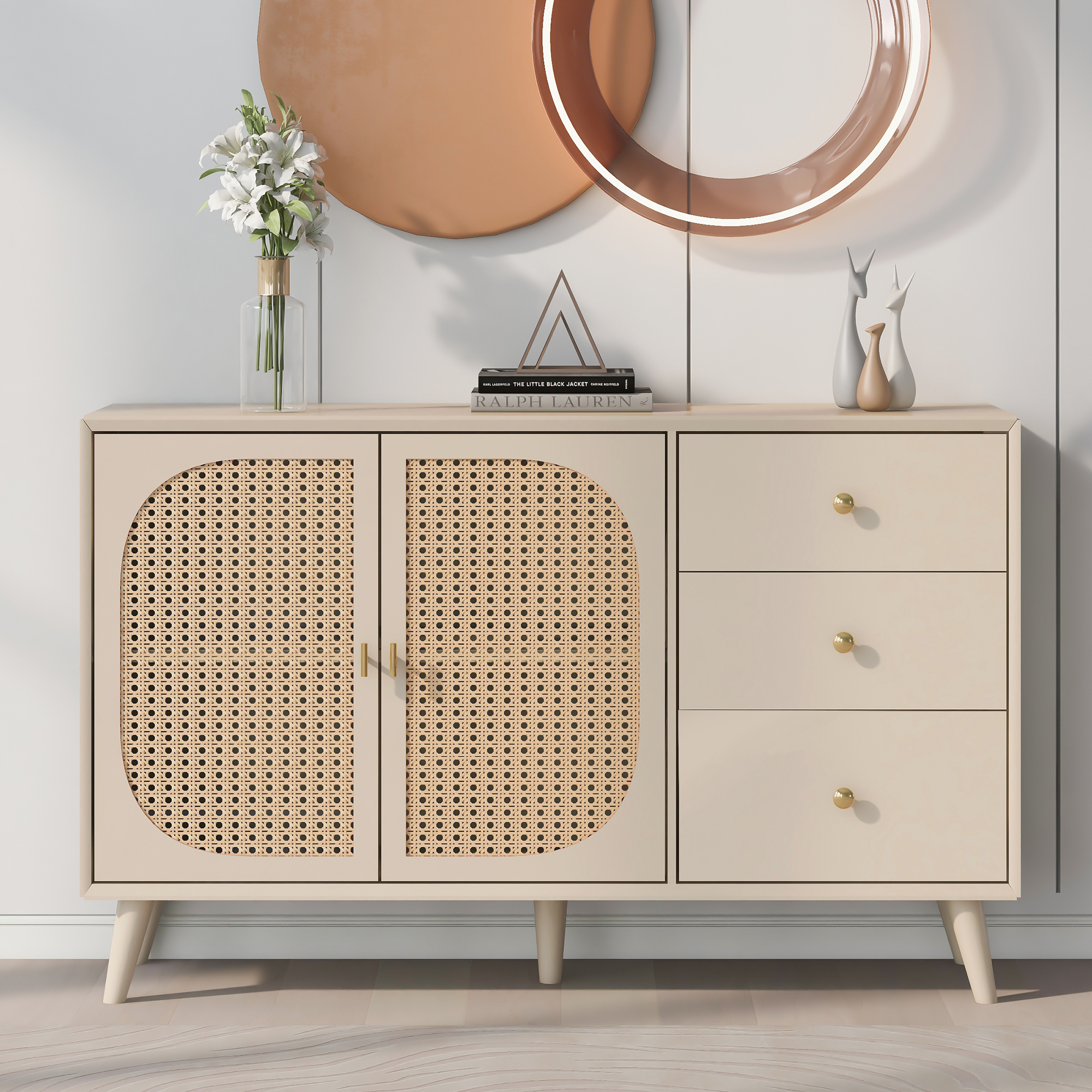 Commode buffet crème push-to-open - vue 7