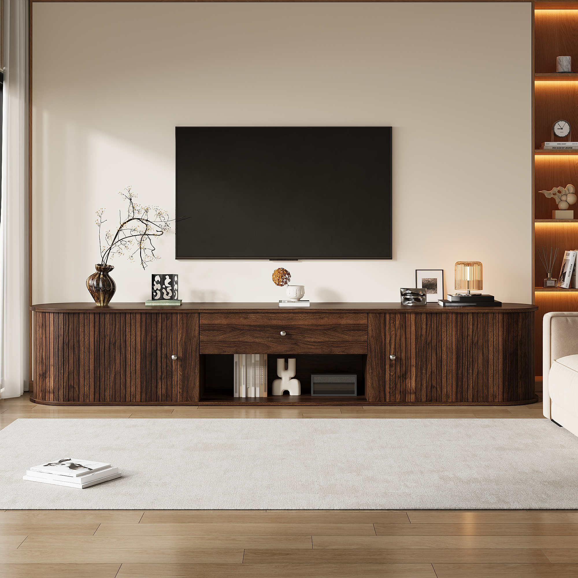 Fernsehtisch lowboard, TV-Schrank mit Runddesign u
