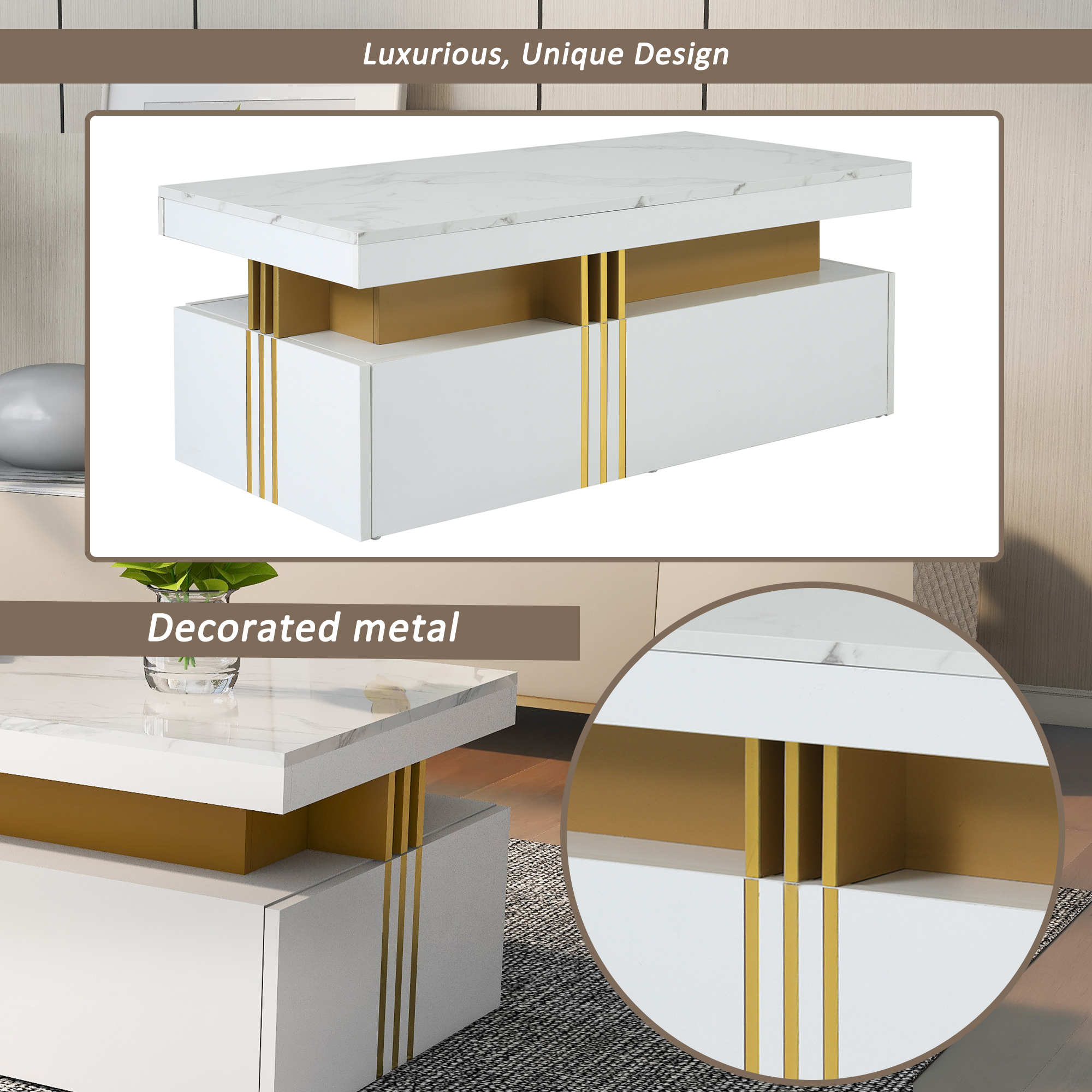 Table basse rectangulaire blanche - vue 8