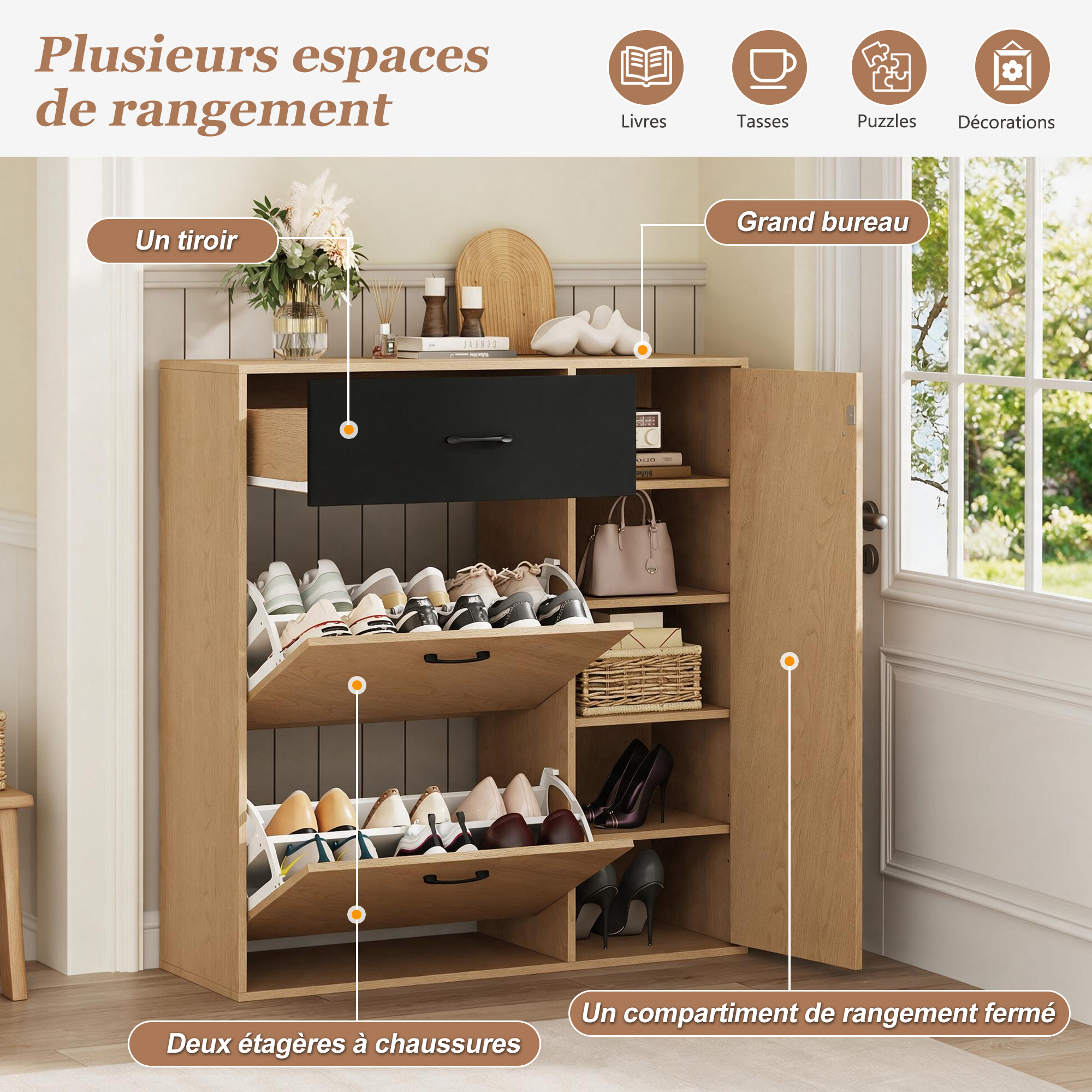 Détail du meuble à chaussures