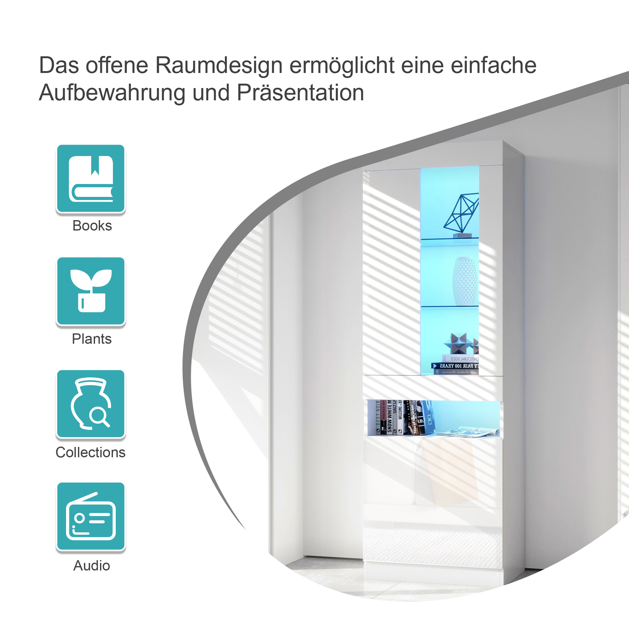 Vitrine LED blanche 180 cm - vue 3