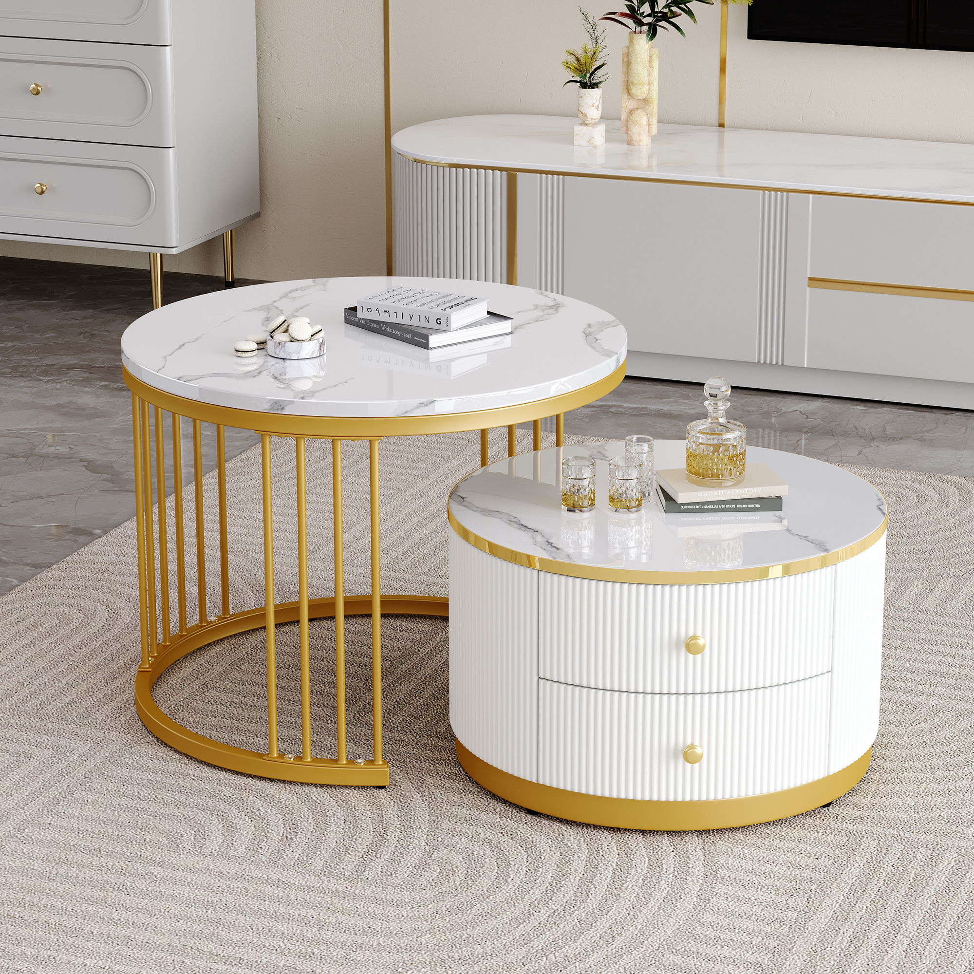 Table basse gigogne blanche lot de 2 - vue 6