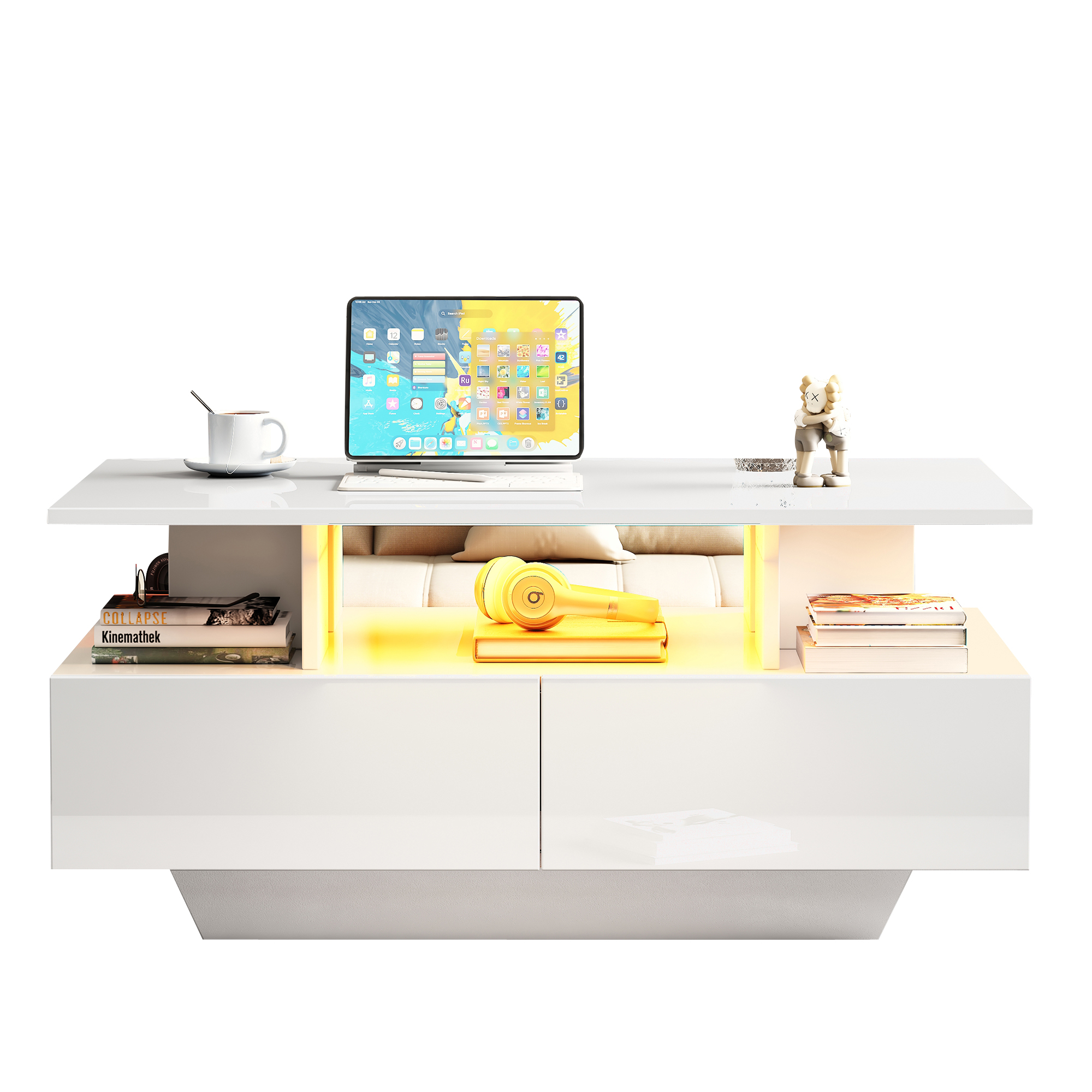 Table basse blanche 90 cm LED - vue 8