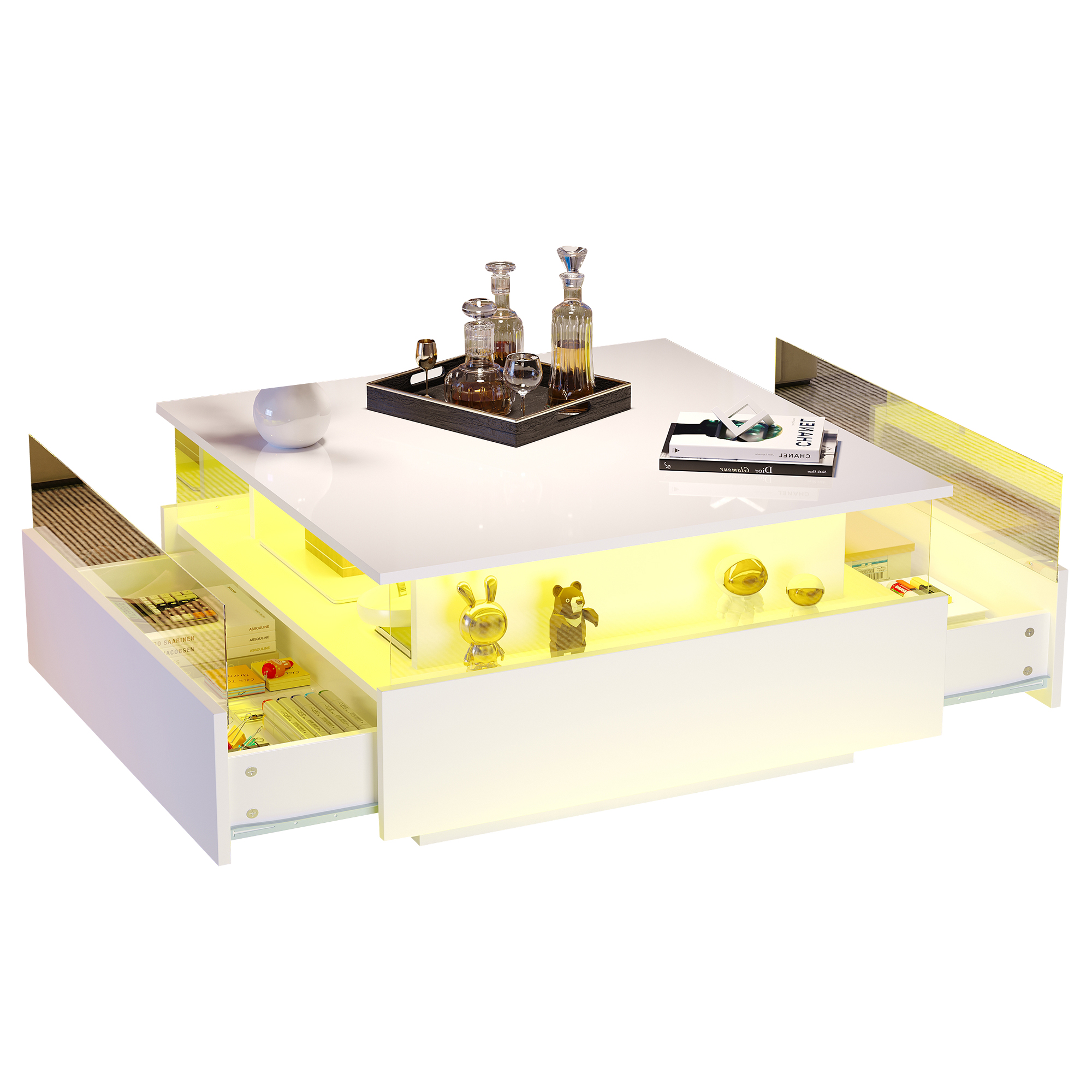 Table basse carrée blanche LED - vue 8
