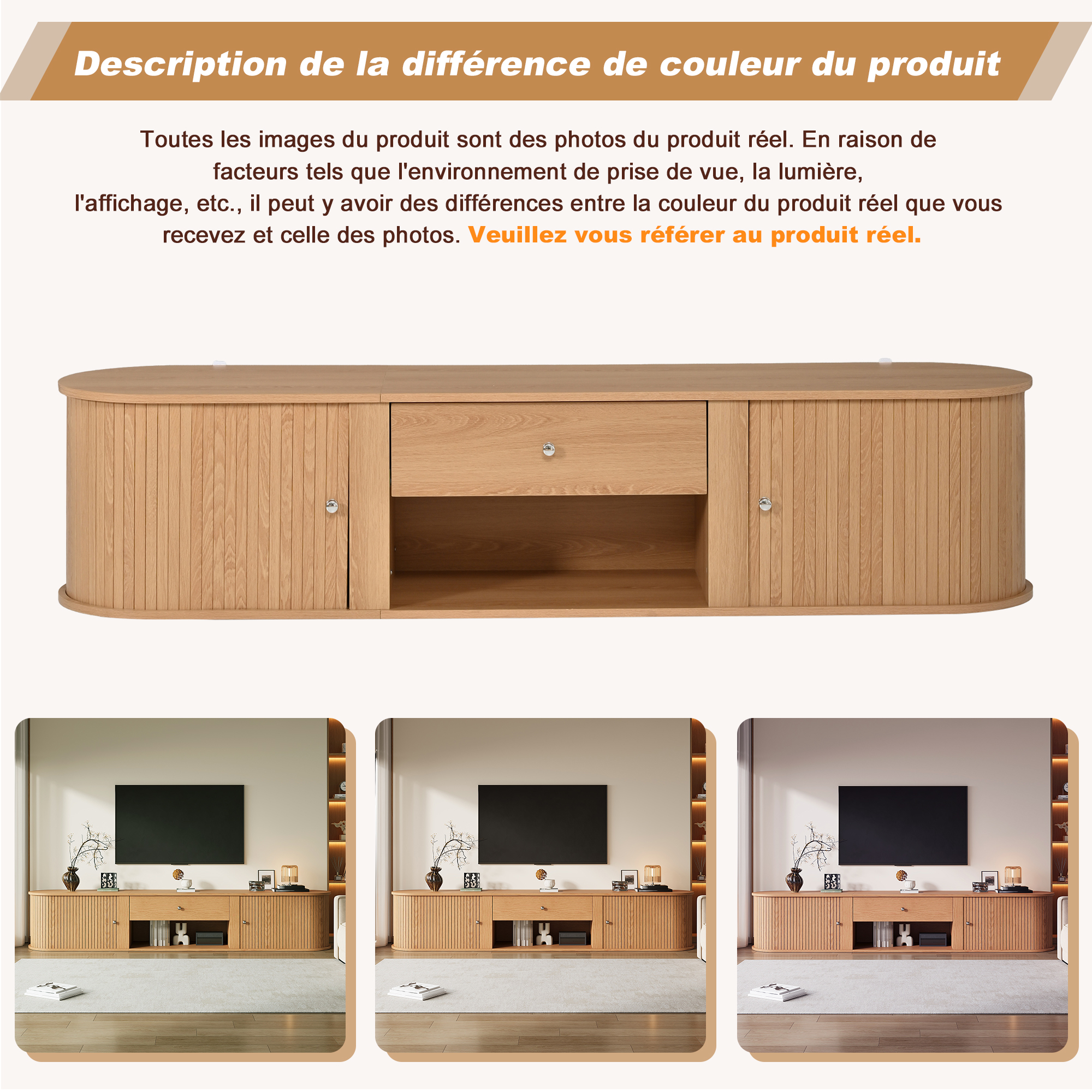 Détail du meuble TV
