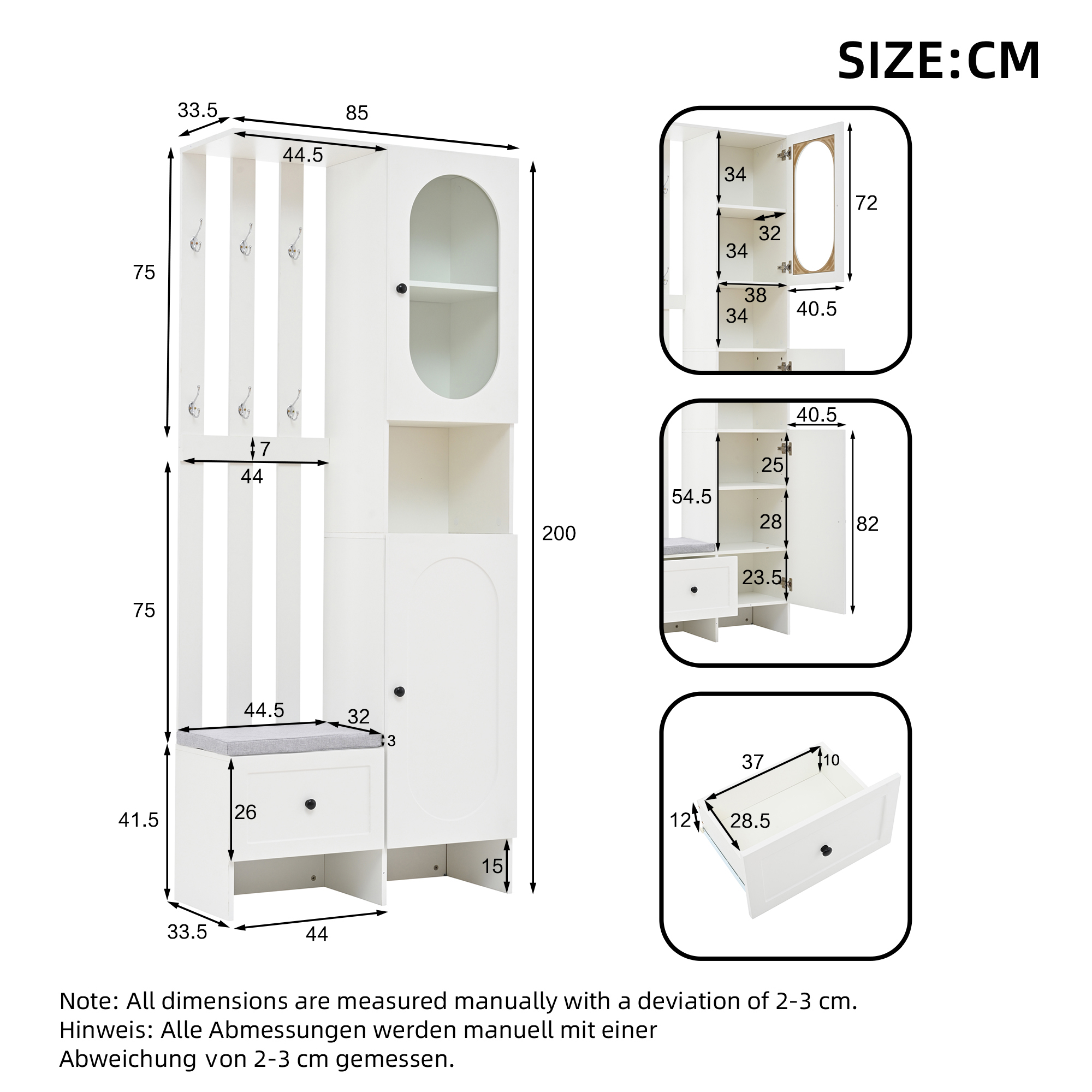 Dimensions du meuble d'entrée
