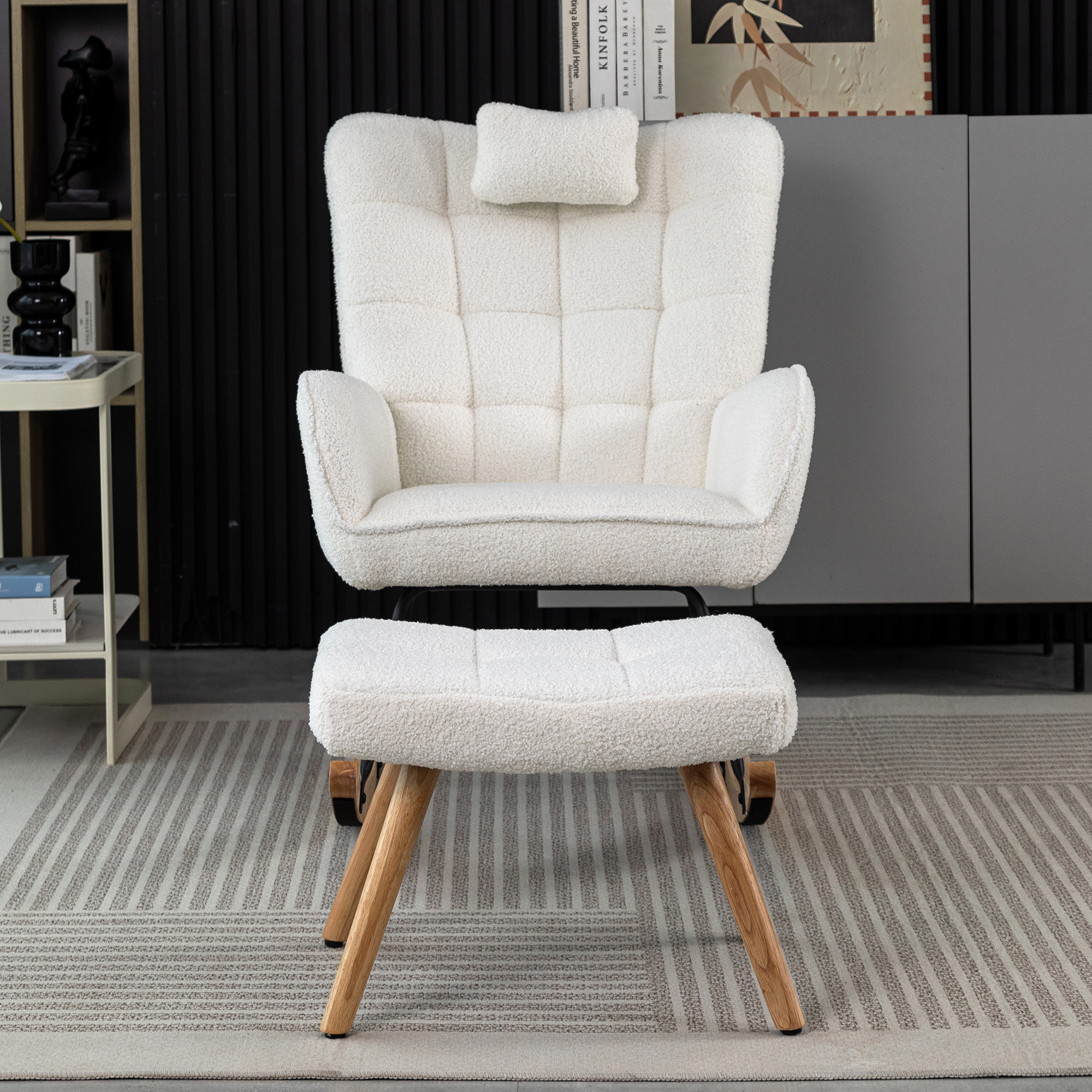 Fauteuil à bascule blanc en Bouclé - vue 4