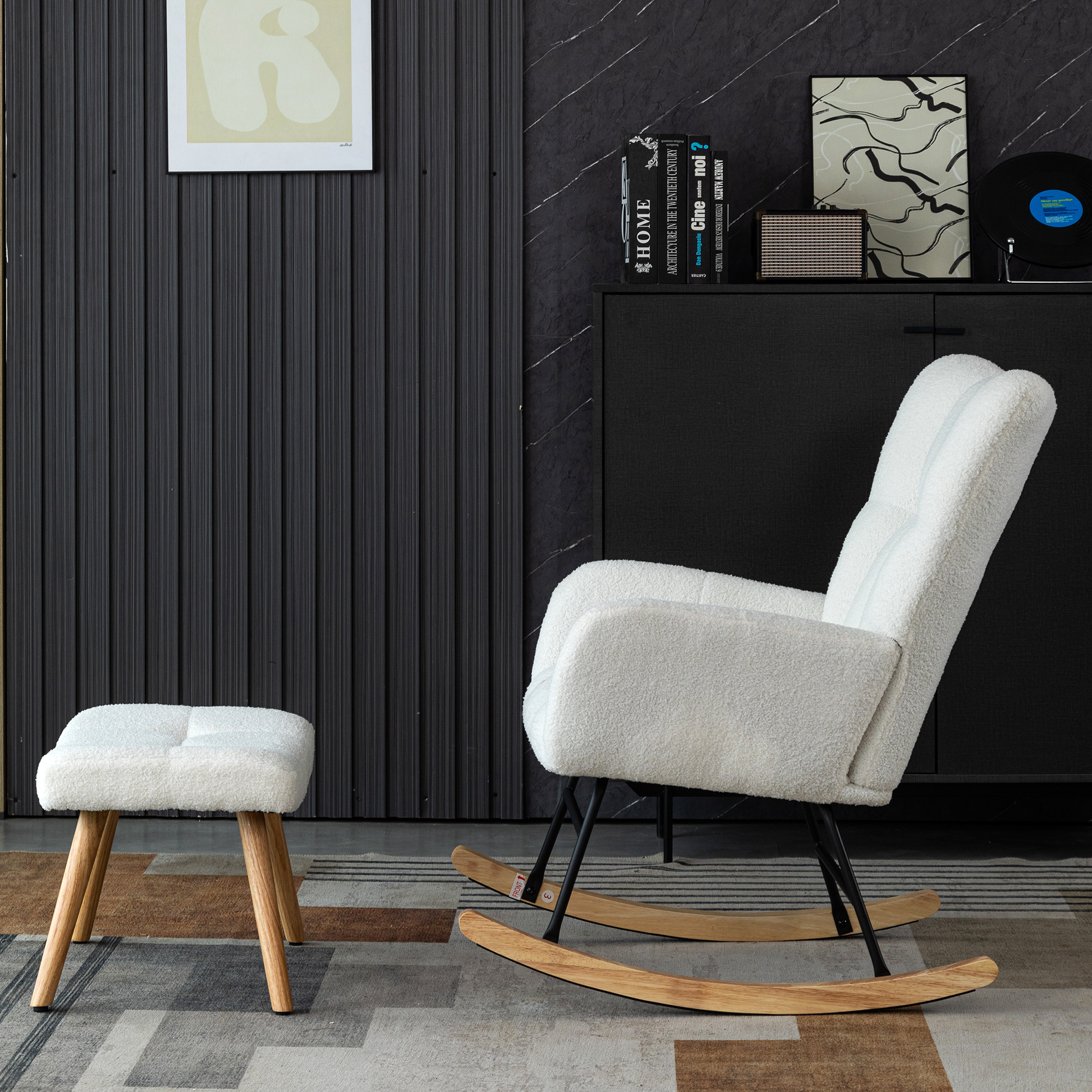 Fauteuil à bascule bouclette blanche - vue 5