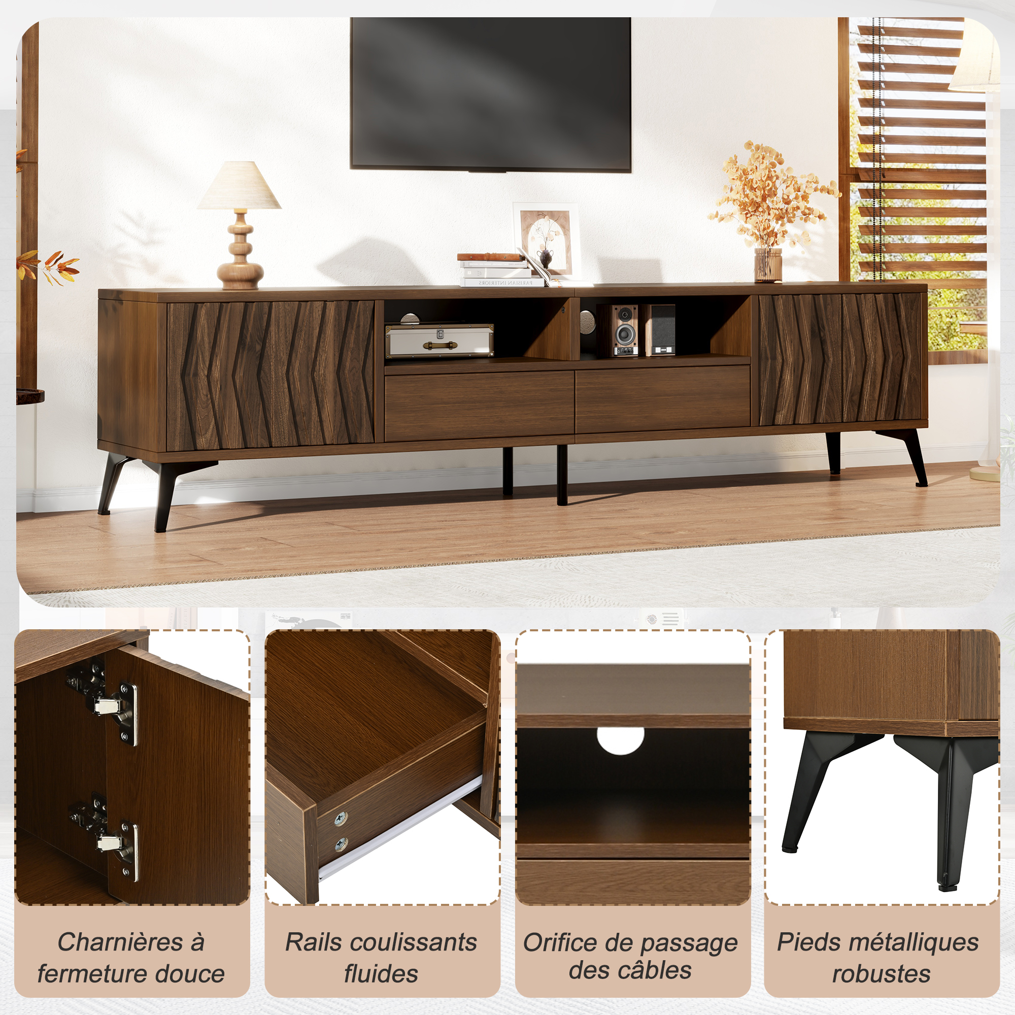 Meuble TV effet noyer