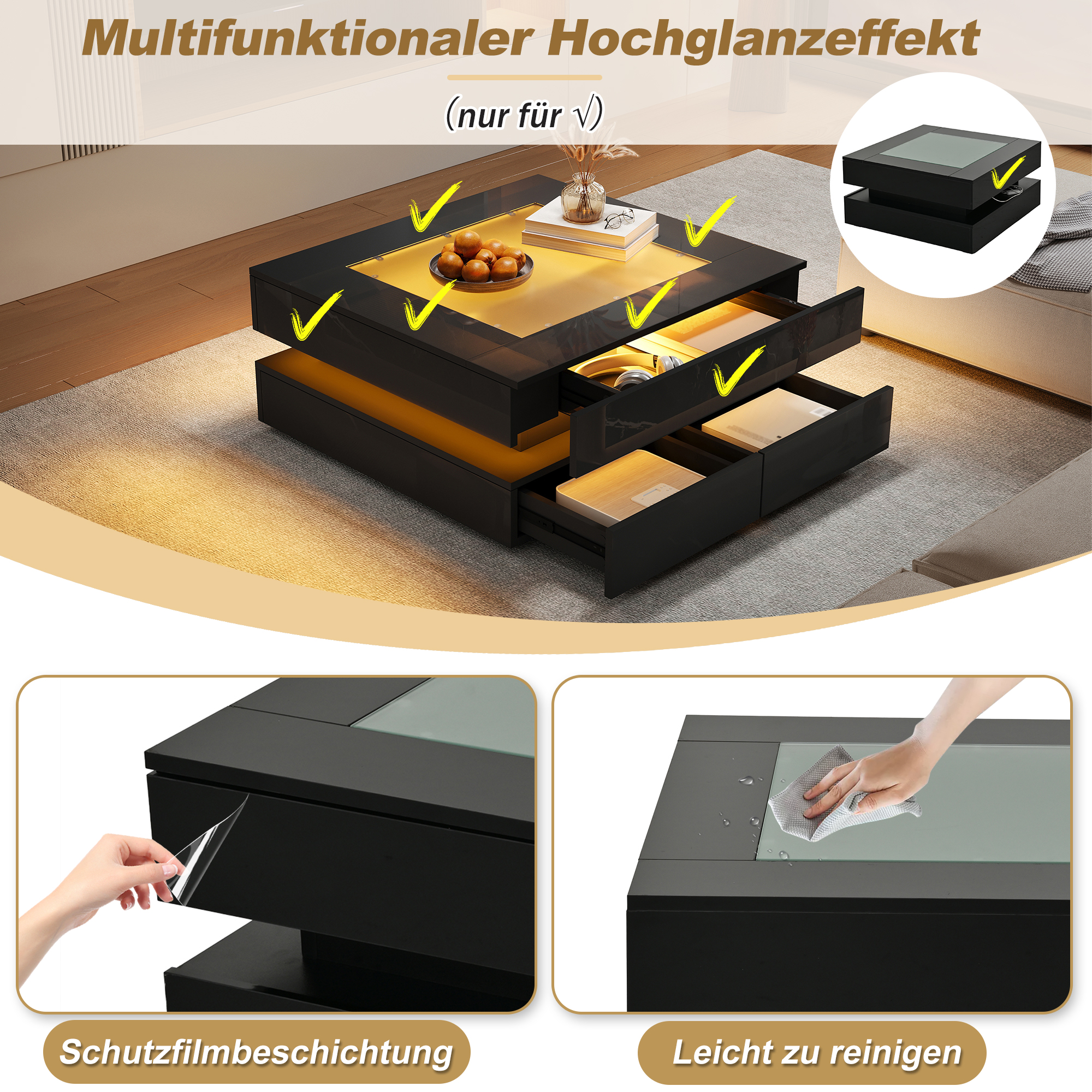 Table basse devant canapé - Espace parfait