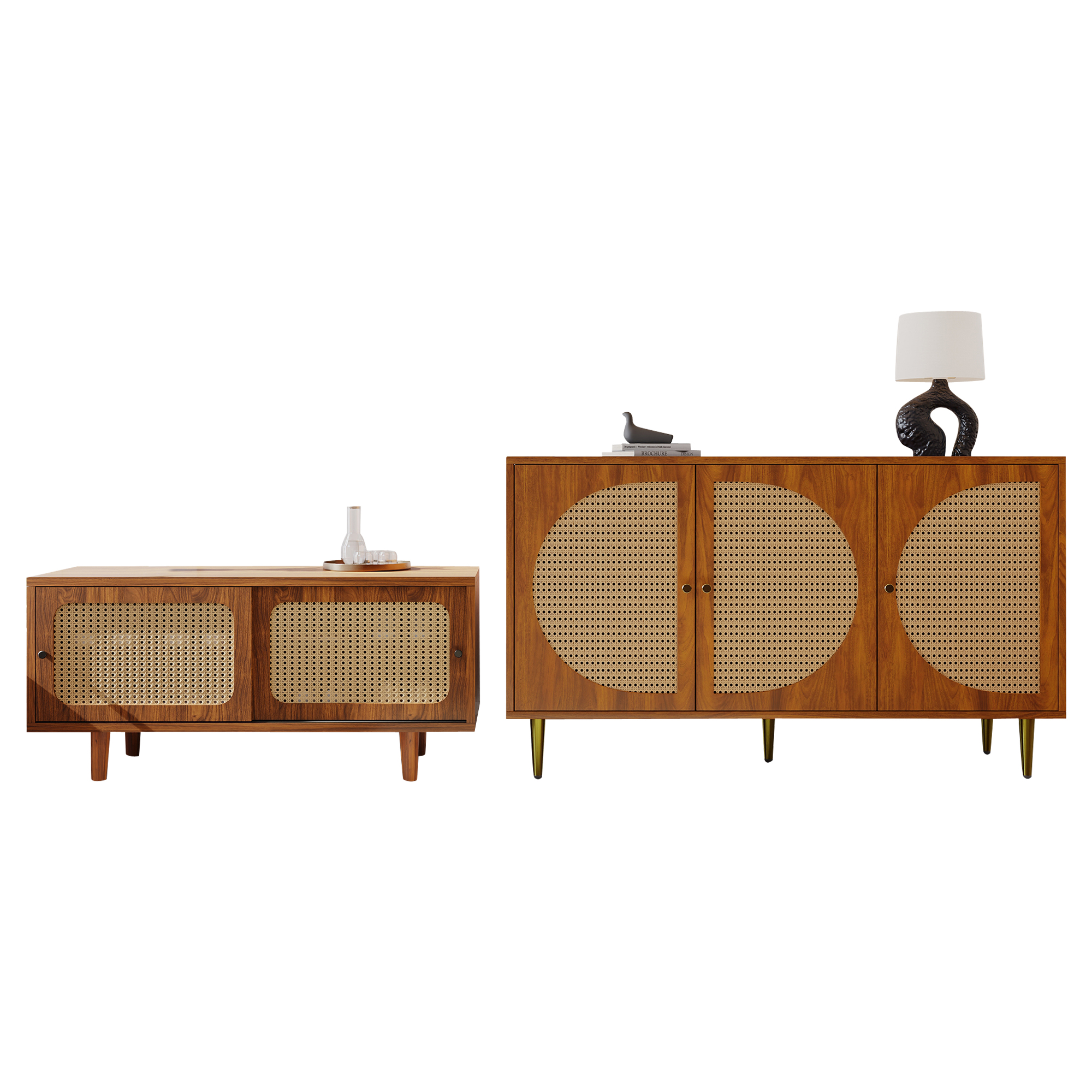 Ensemble sideboard rotin + armoire chaussures - vue 5