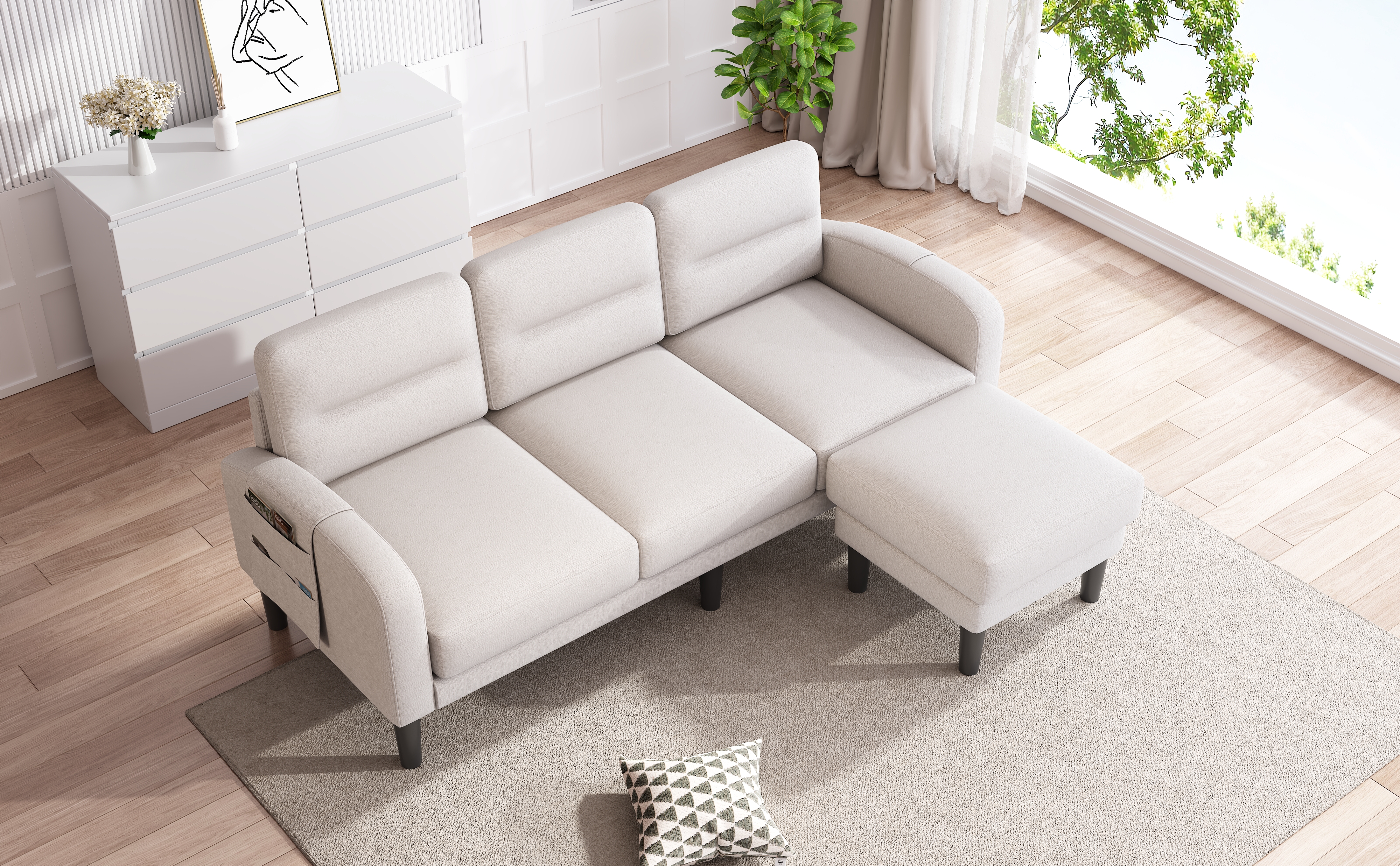 Détails du canapé modulaire beige