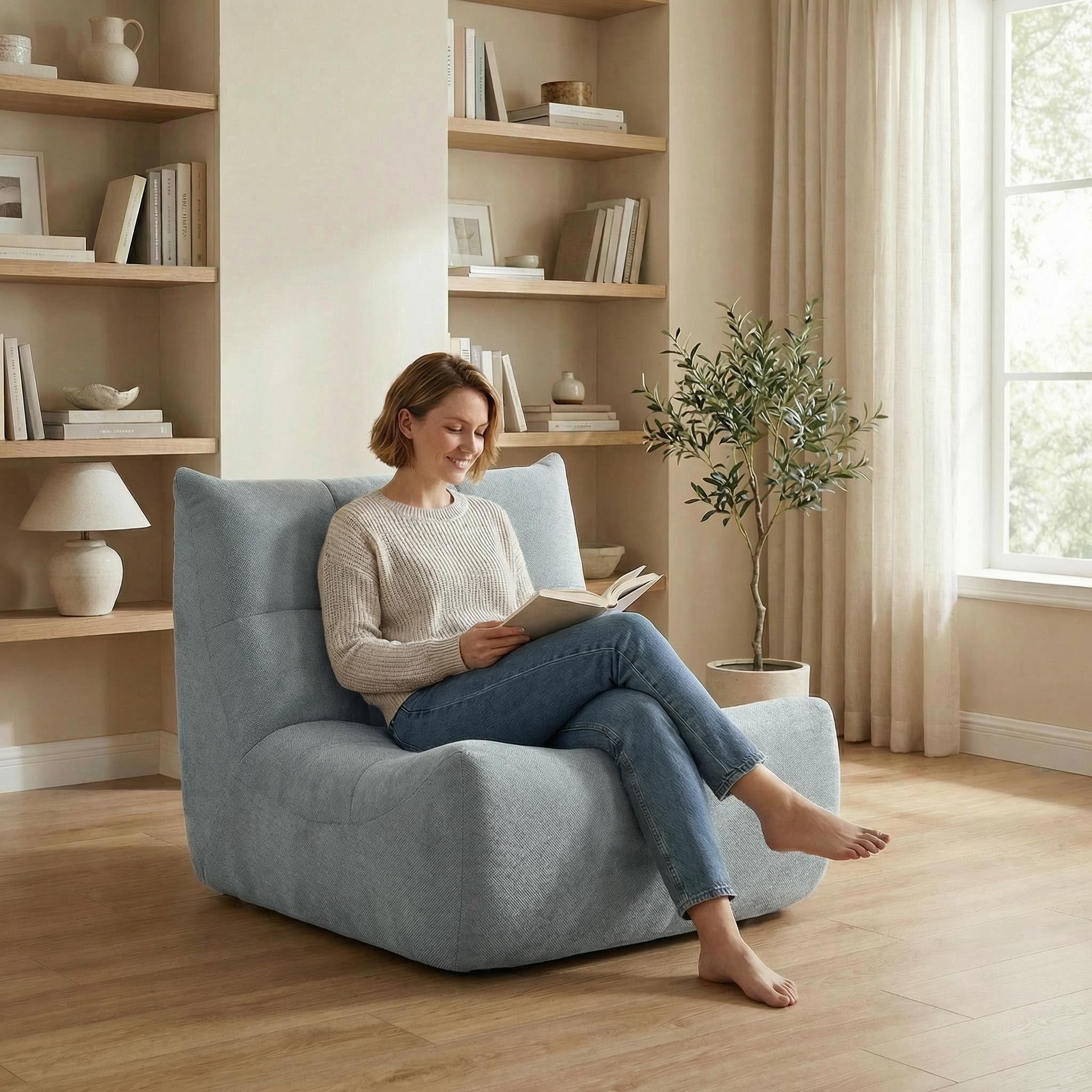 Henille Graues Togo Sofa, Boden-Loungesessel, 1-Si