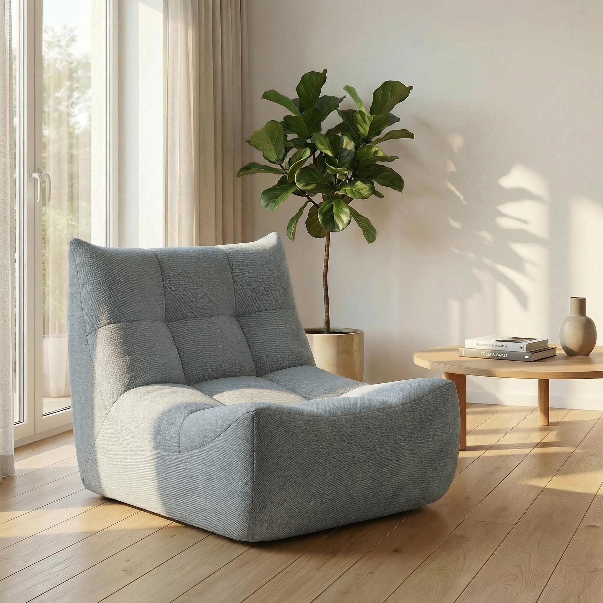Henille Graues Togo Sofa, Boden-Loungesessel, 1-Si