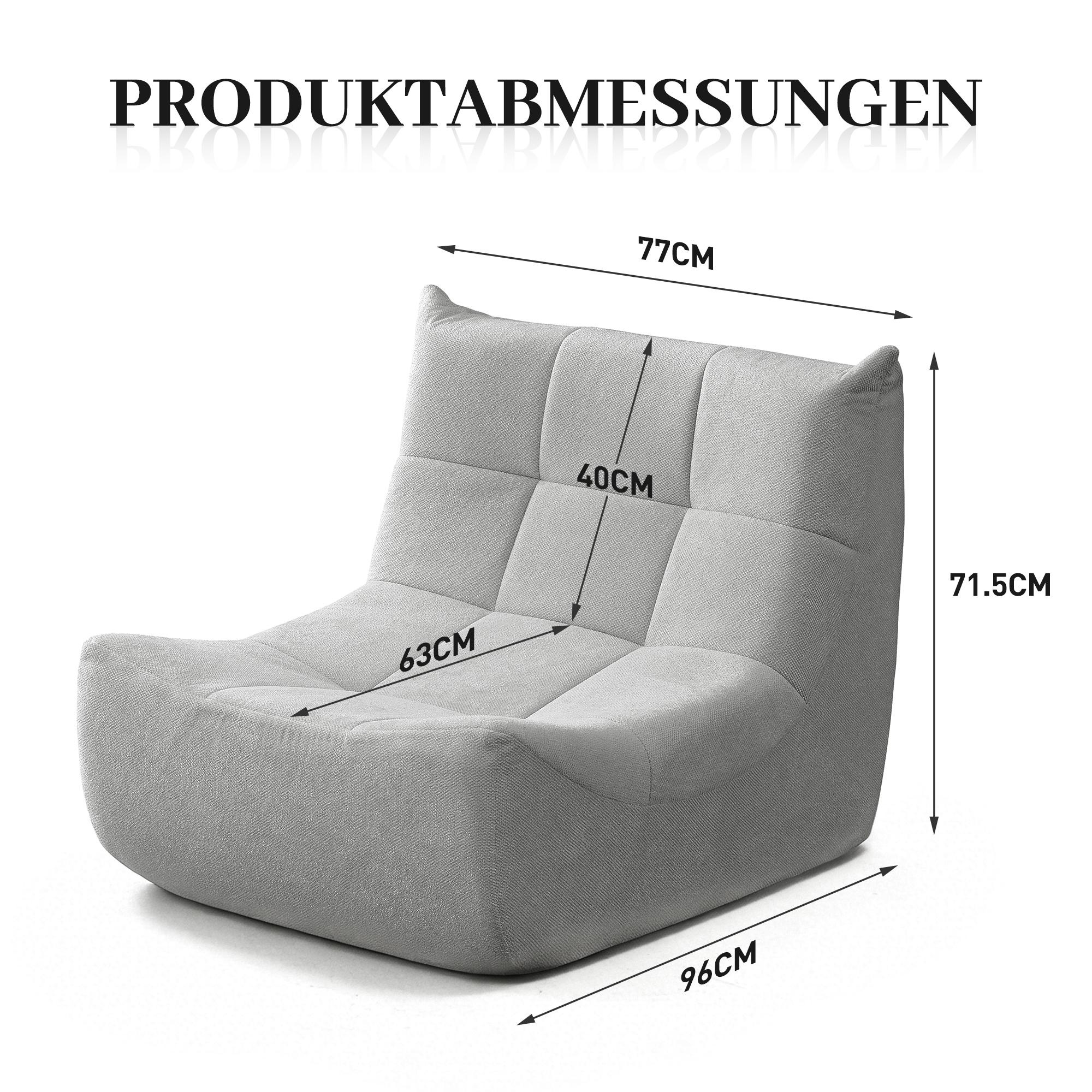 Henille Graues Togo Sofa, Boden-Loungesessel, 1-Si
