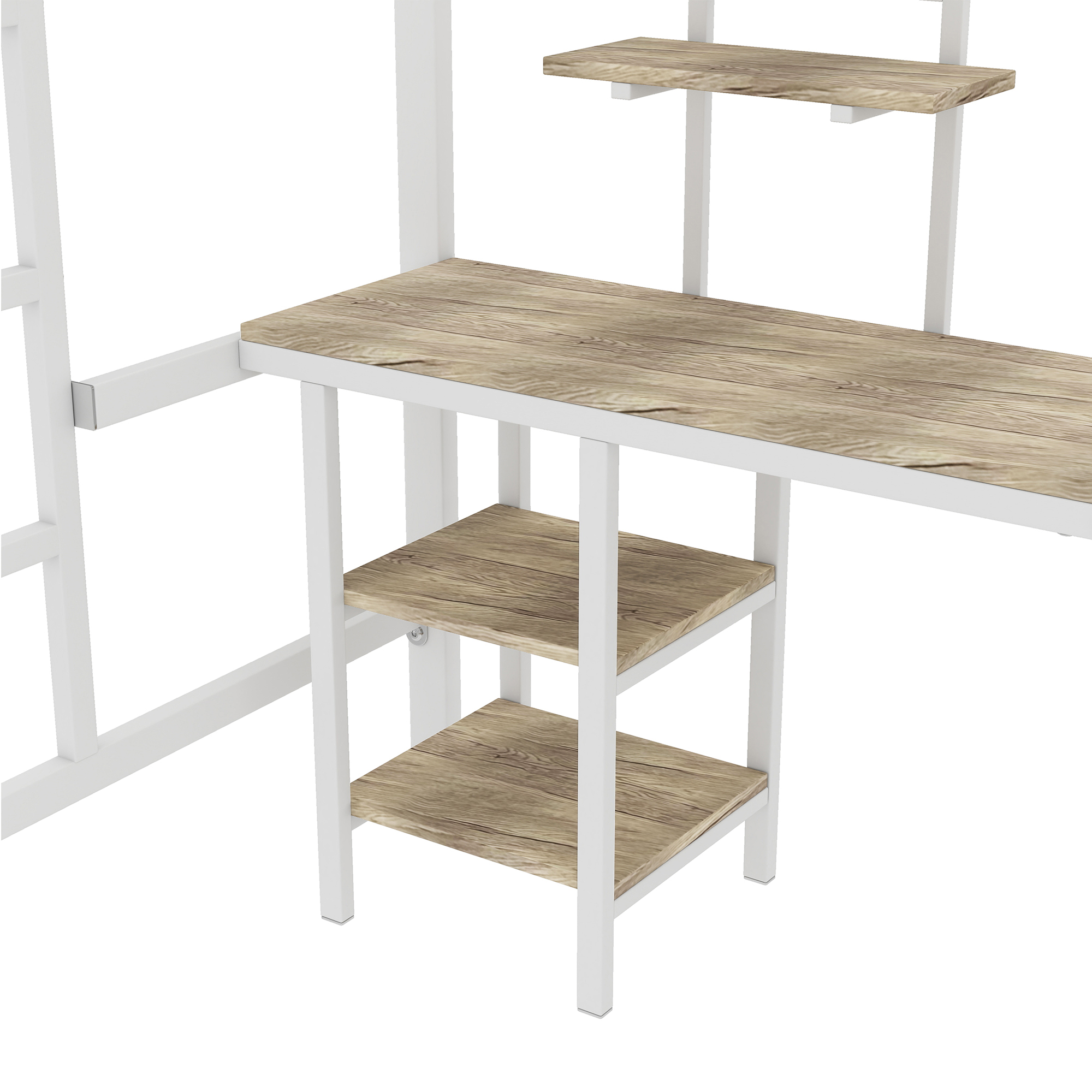 Lit superposé en fer avec bureau et étagères niveau inférieur, pour chambre d'enfant, construction robuste, design polyvalent, maximise espace, étude et jeu, stabilité, sécurité, style fonctionnel moderne - image 16