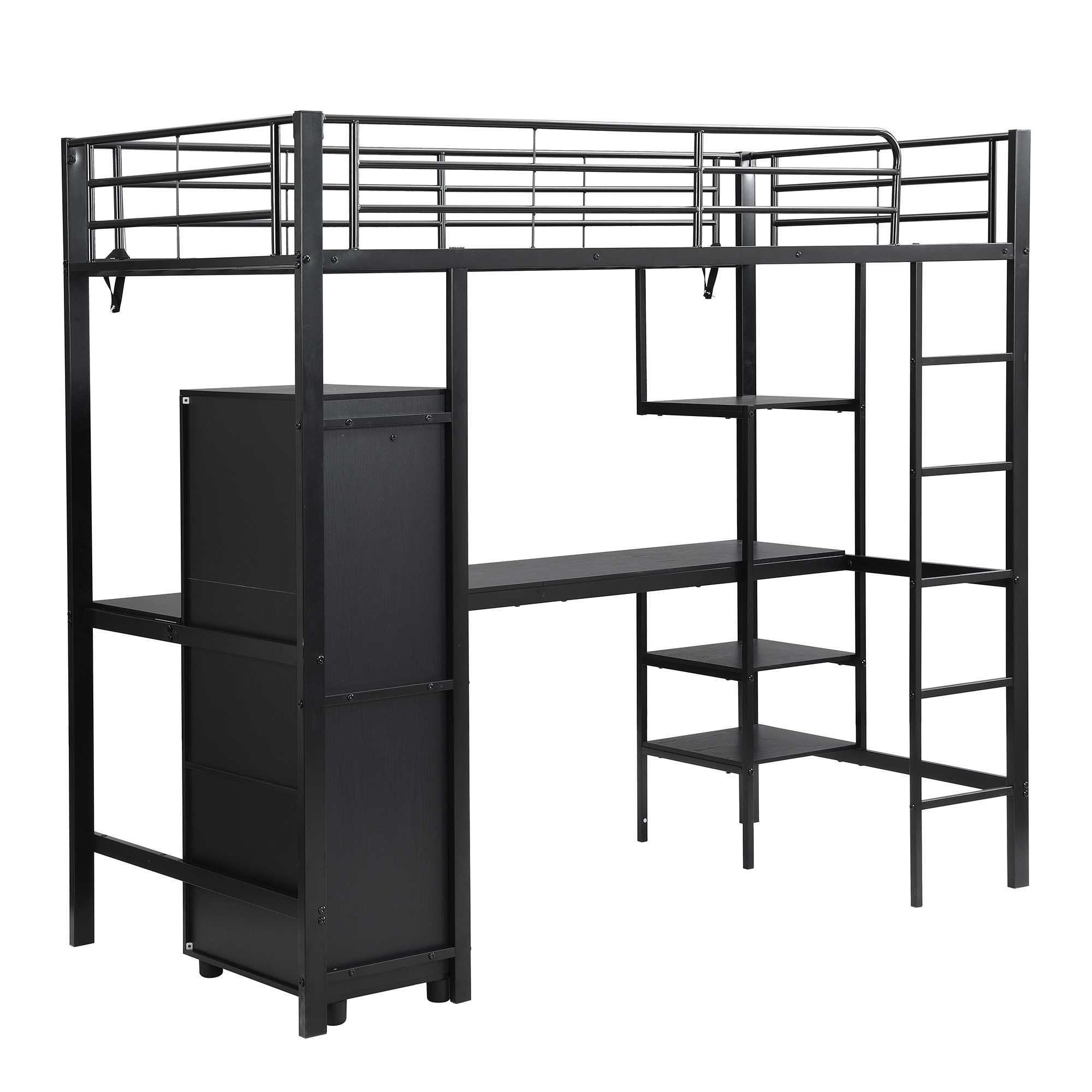 Lit mezzanine 90 x 200 cm en fer avec bureau de 2 - image 15
