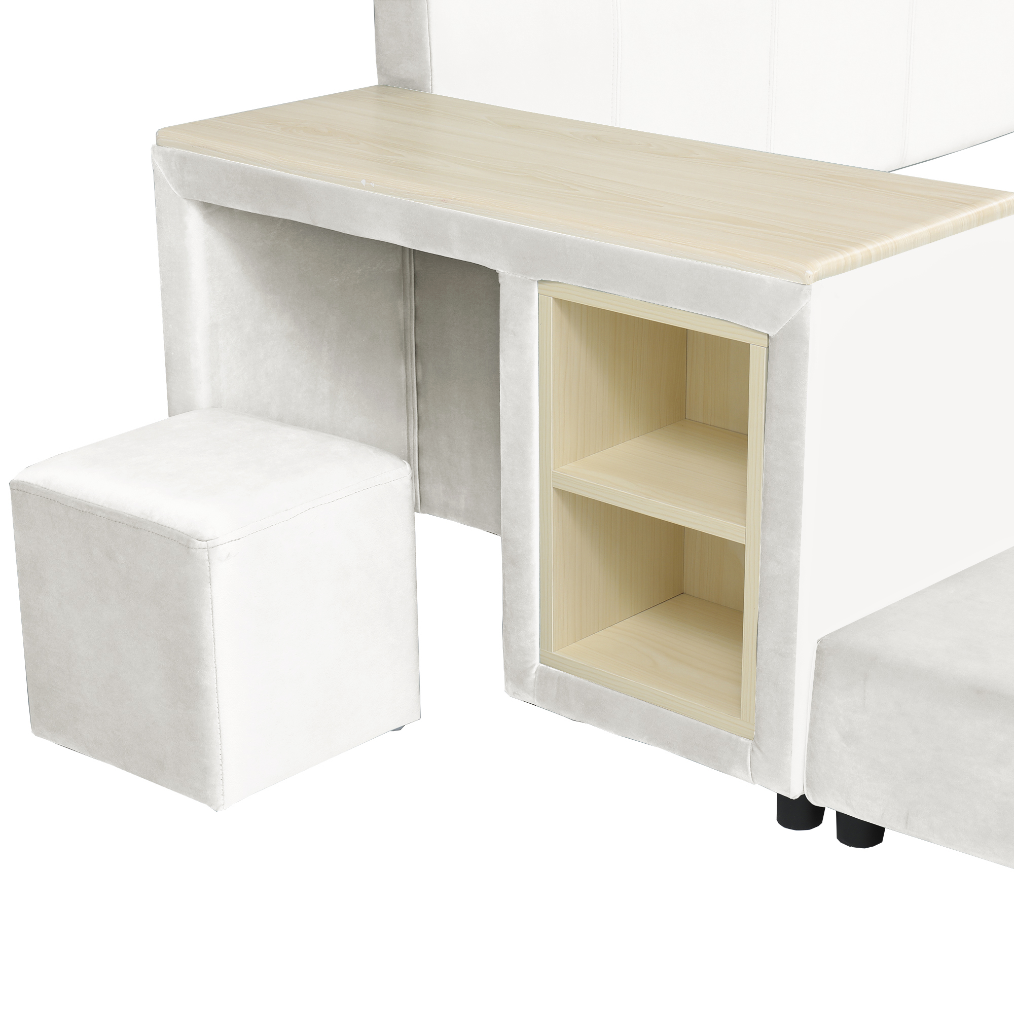 Polsterbett mit Kinderschreibtisch und Hocker, Mit