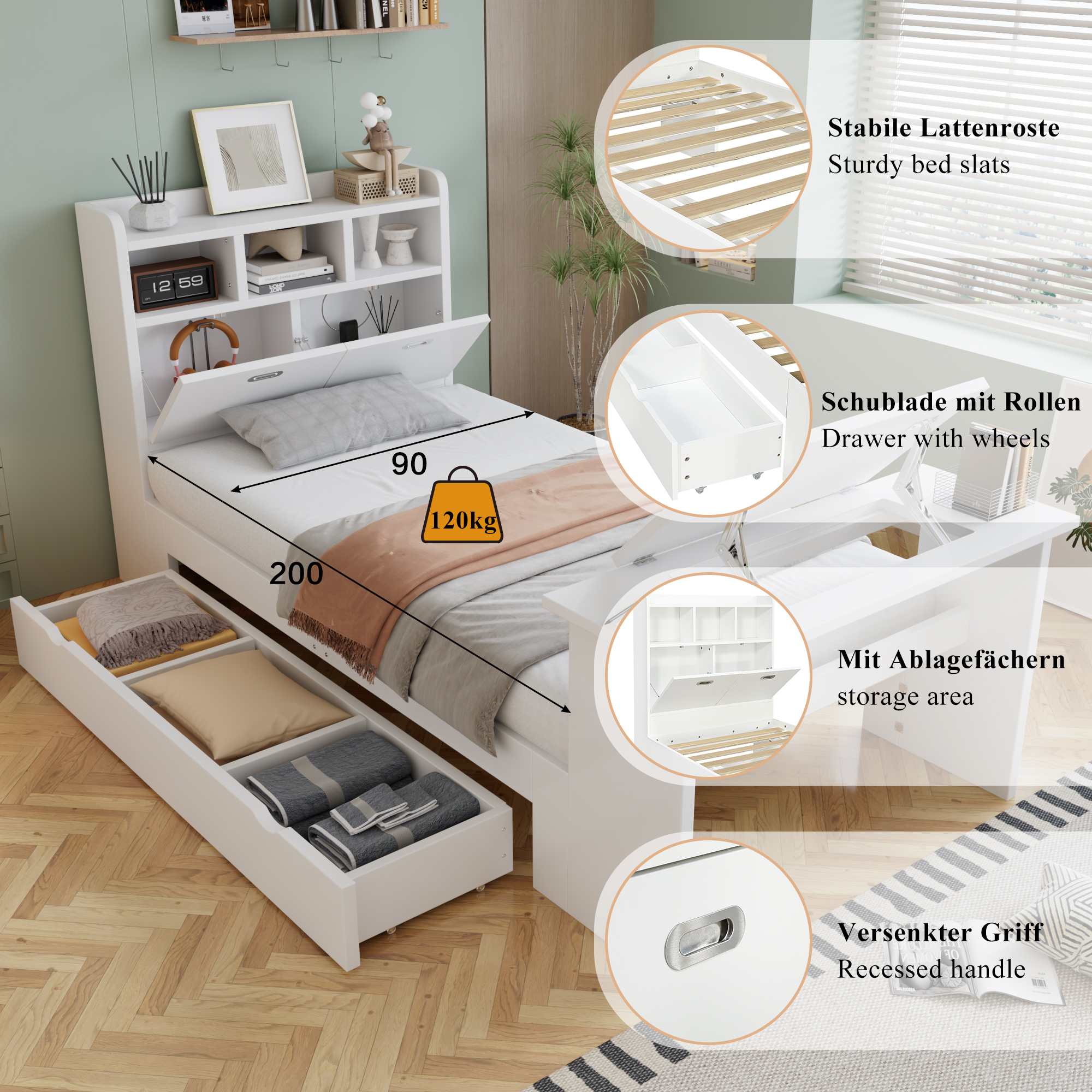 Design blanc épuré pour chambre moderne