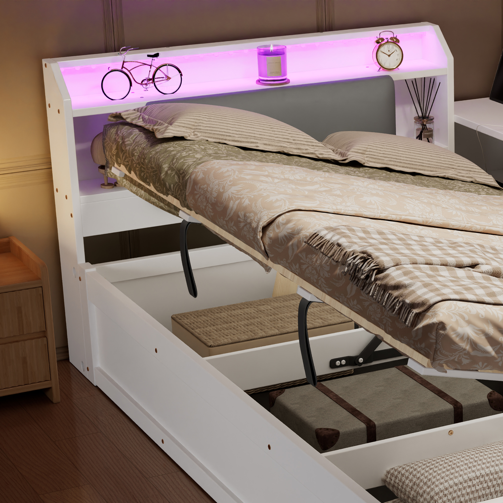 Détail du lit avec rangement