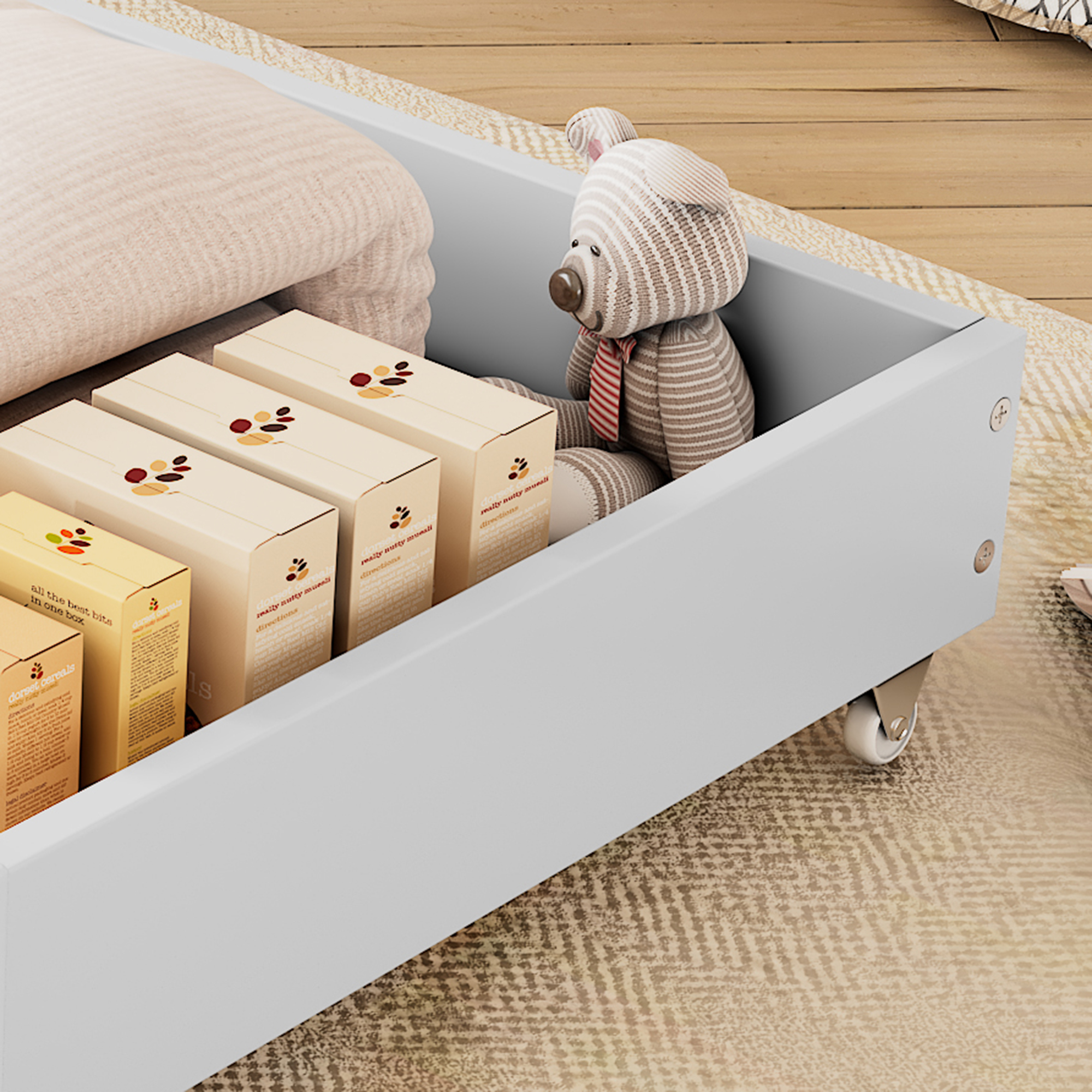 Zwei Schubladen, Stauraum unter dem Bett, MDF + Bo