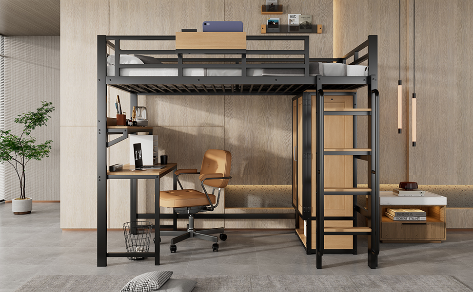 Bureau intégré sous le lit