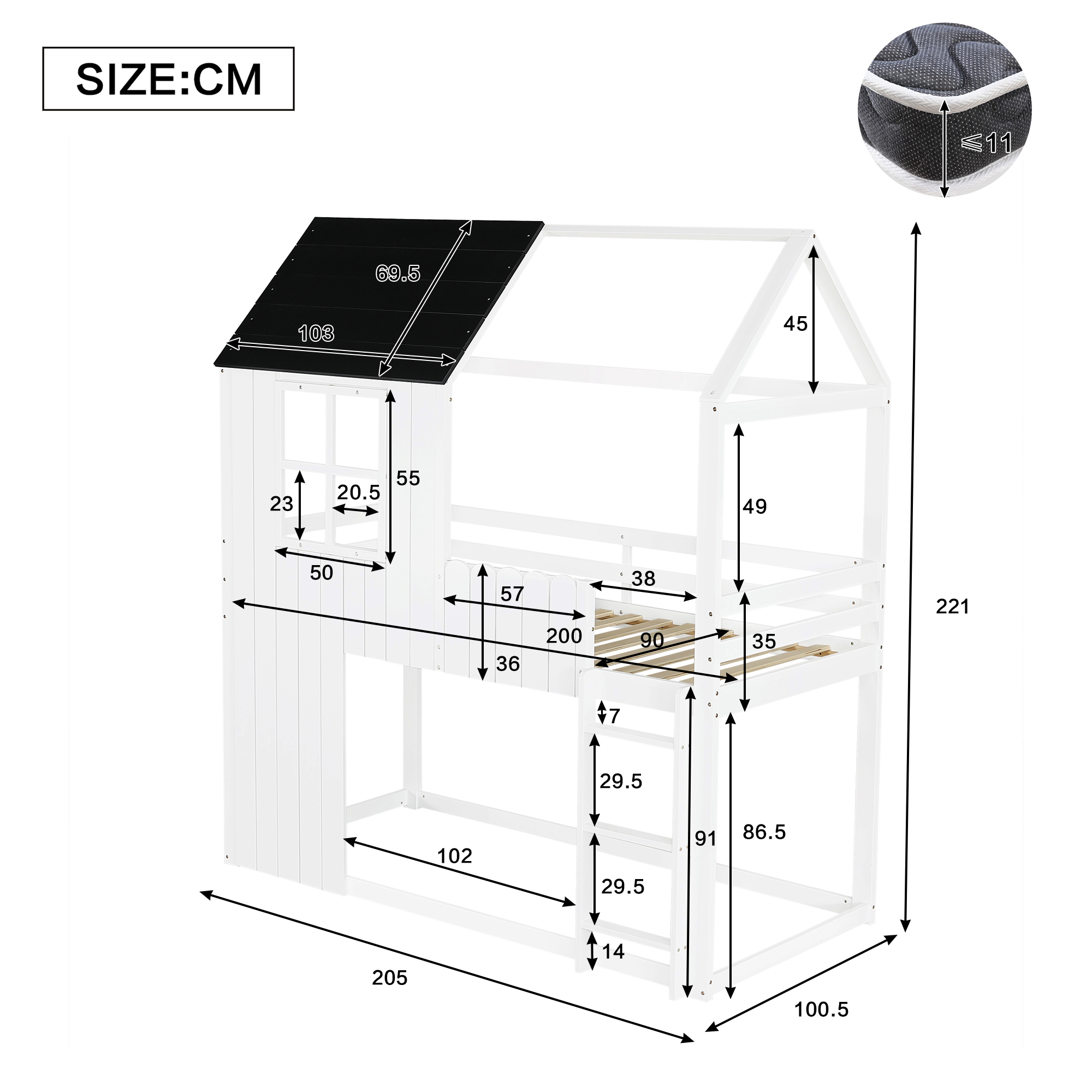 Dimensions du lit mezzanine