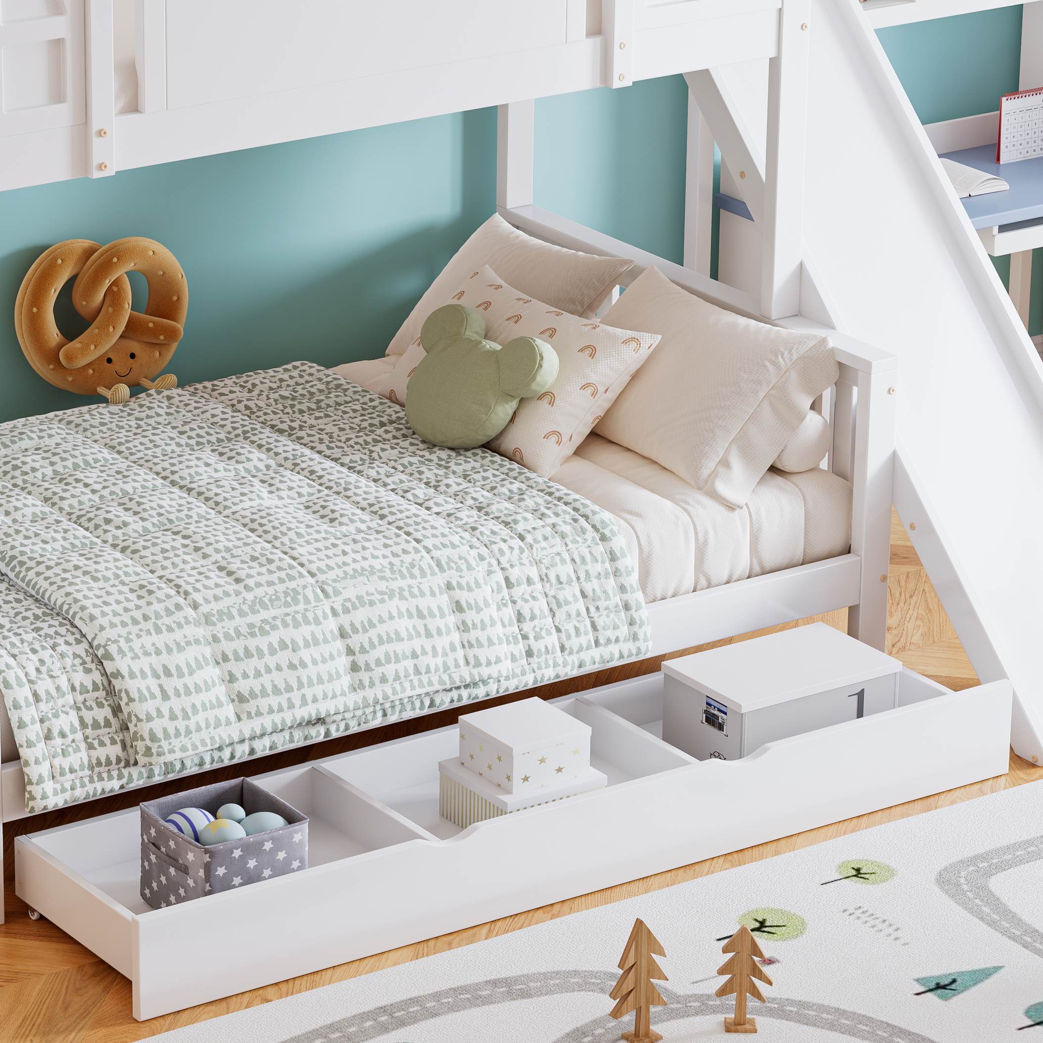 Lit superposé 120 x 200 cm avec garde-corps blanc - vue complémentaire 1
