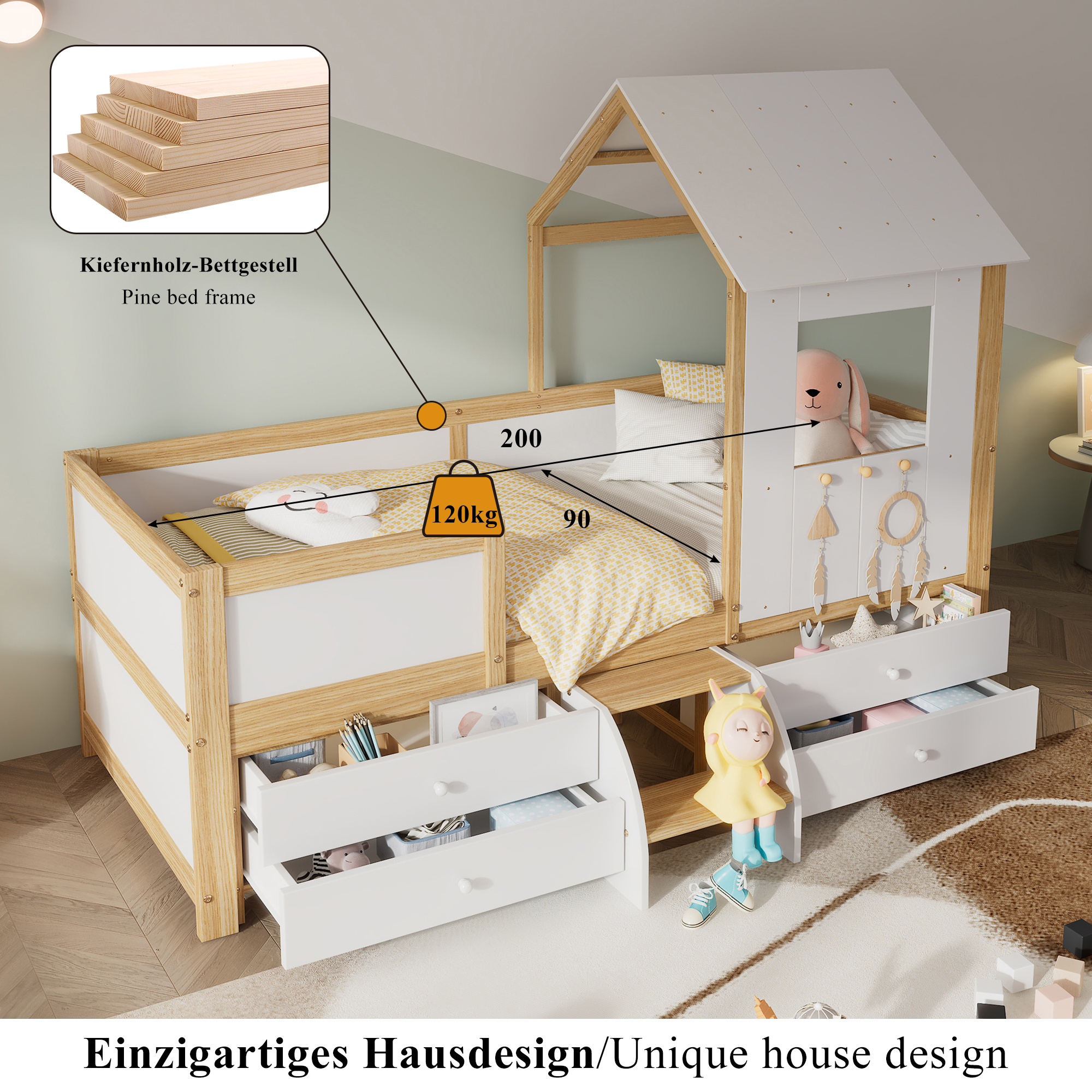 Lit enfant design maison escalier